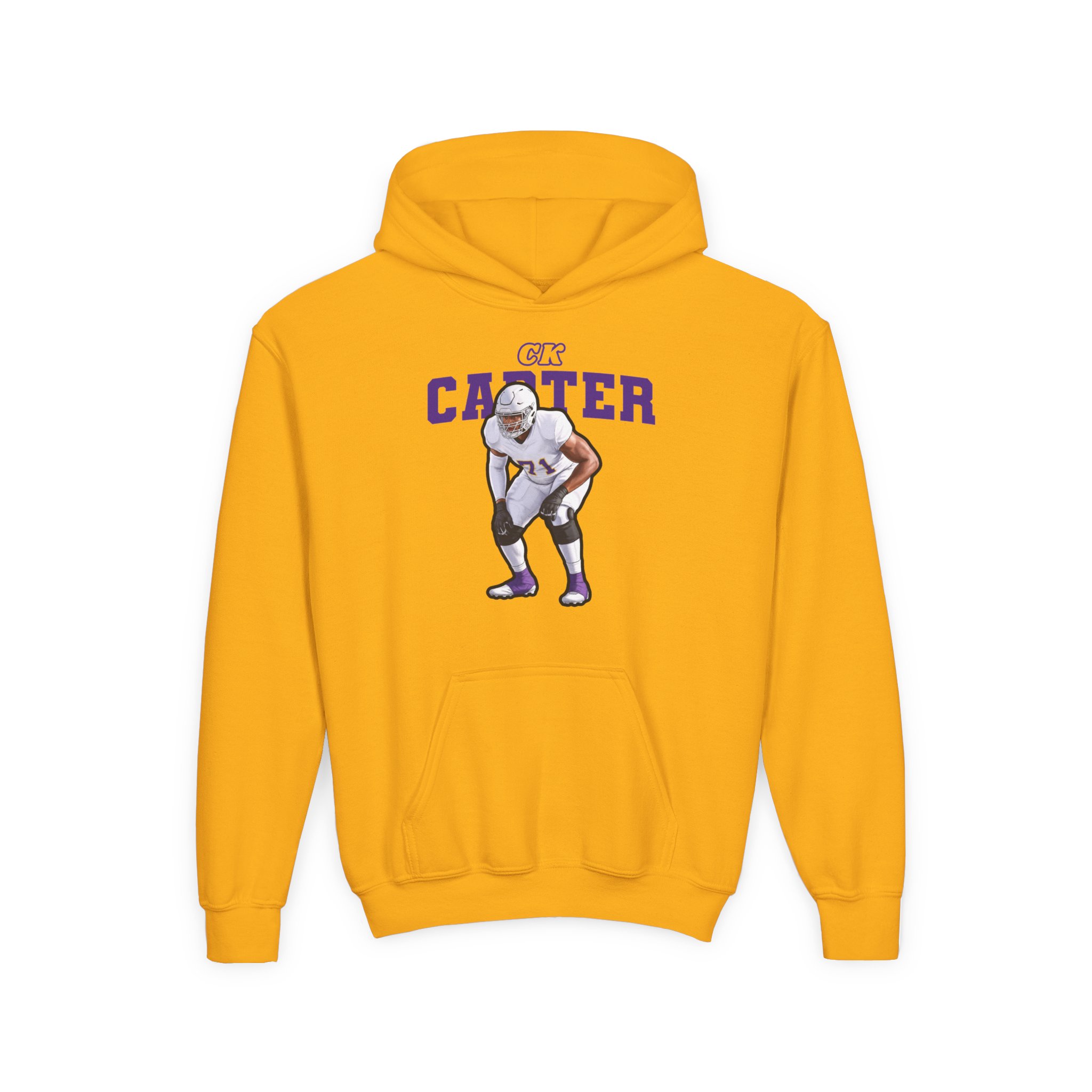 Youth Hoodie — character_name_arch in Gold