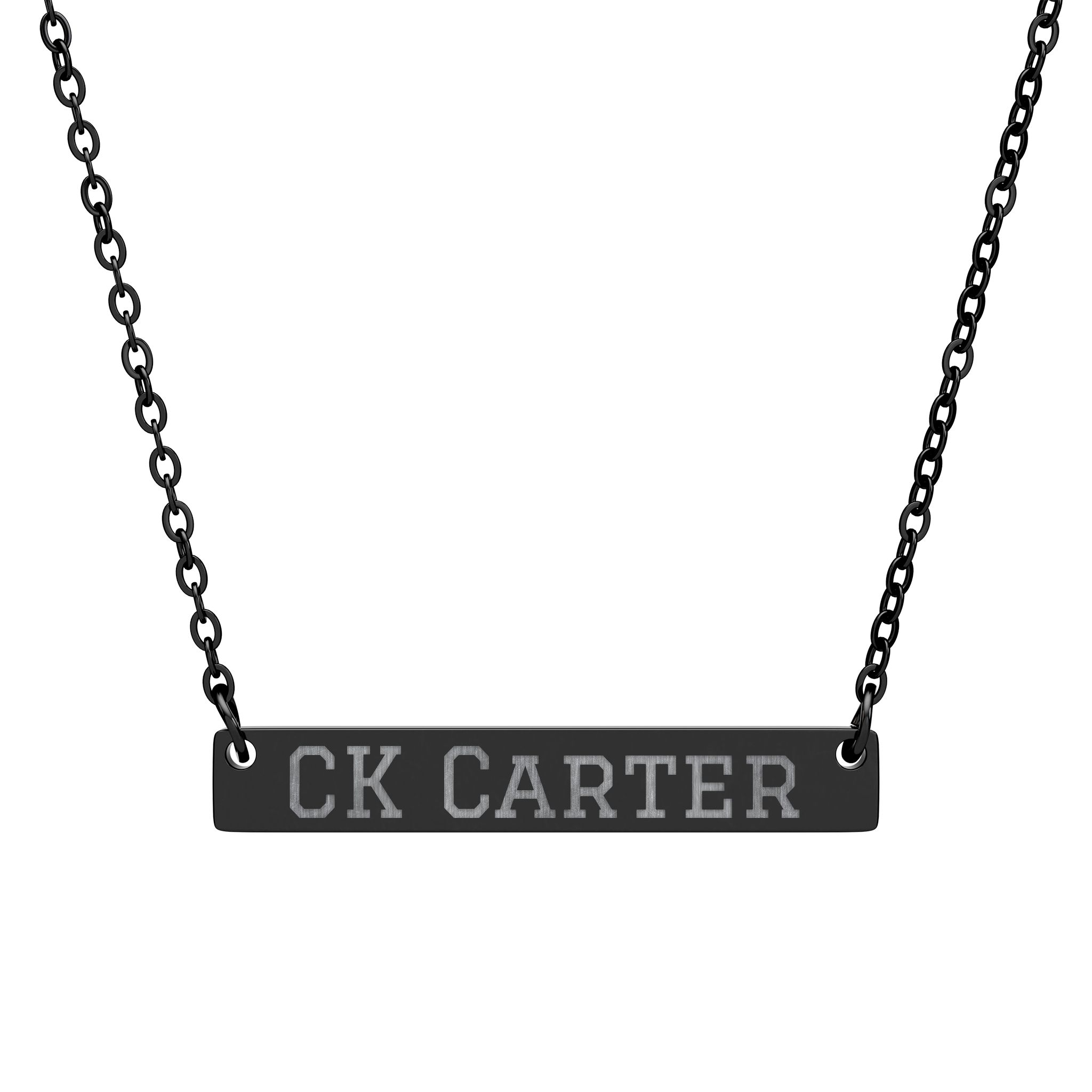 Engraved Bar Necklace — Classic in Black