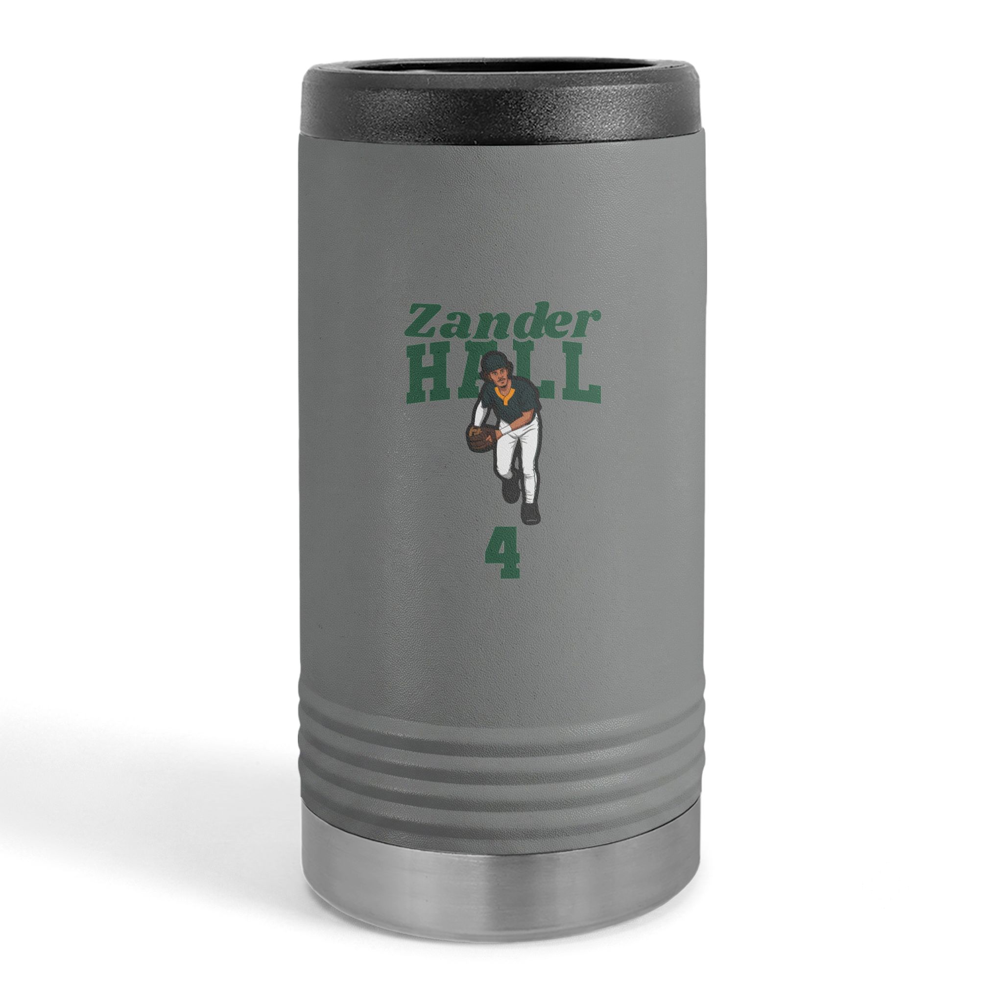 Slim Stainless Can Cooler — character_signature_arch in Grey
