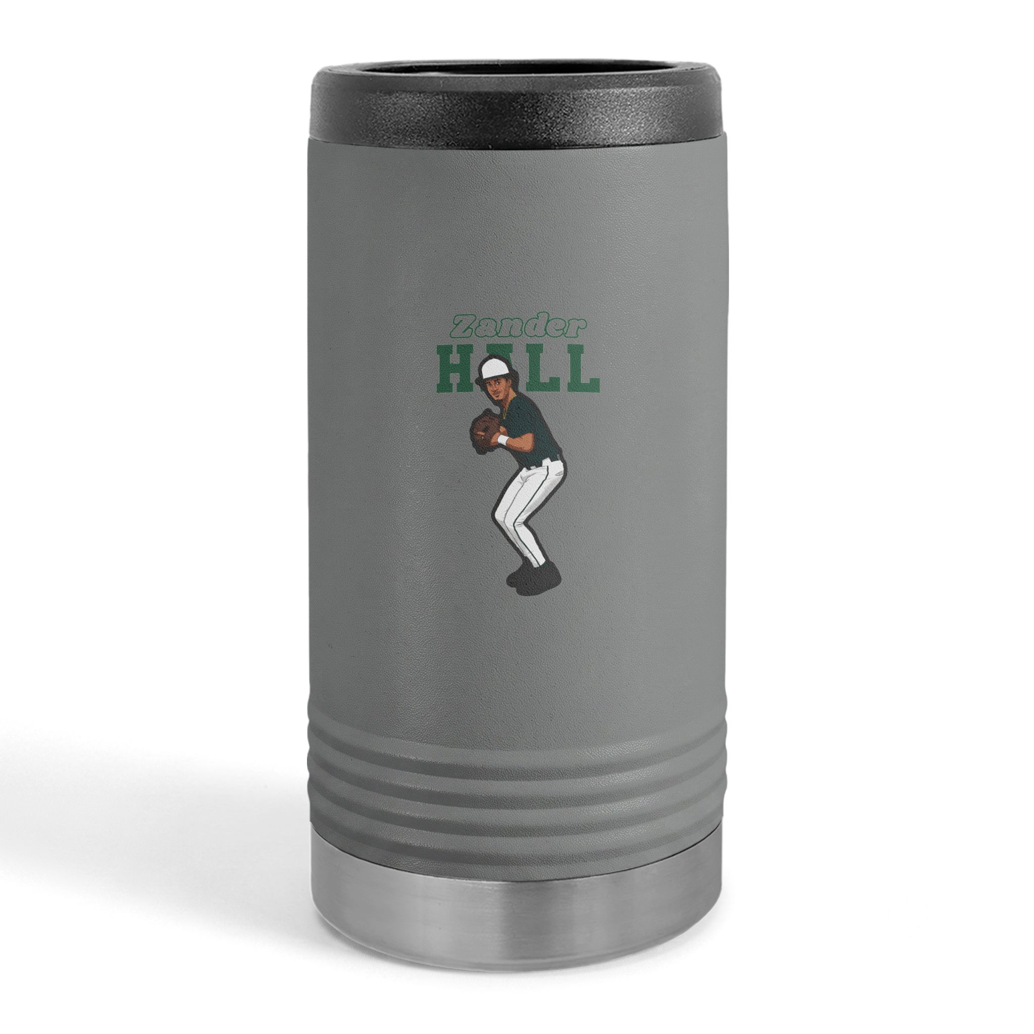 Slim Stainless Can Cooler — character_name_arch in Grey