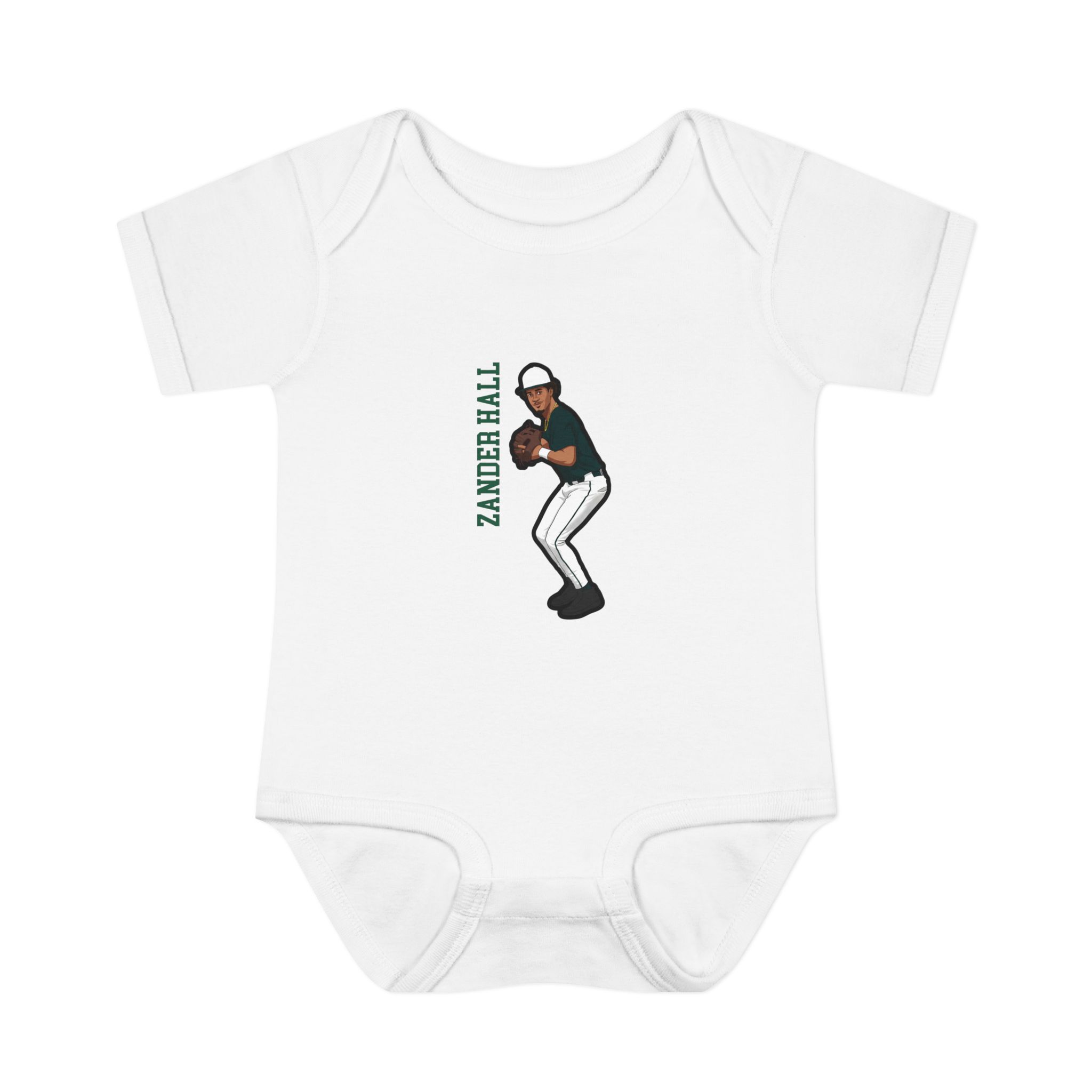 Baby Onesie — character_name_vertical in White