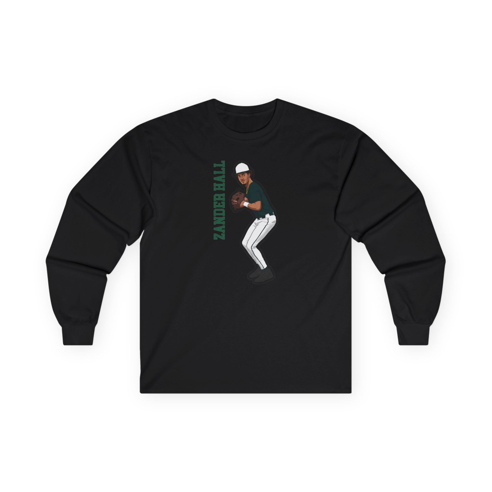 Long Sleeve Tee — character_name_vertical in Black