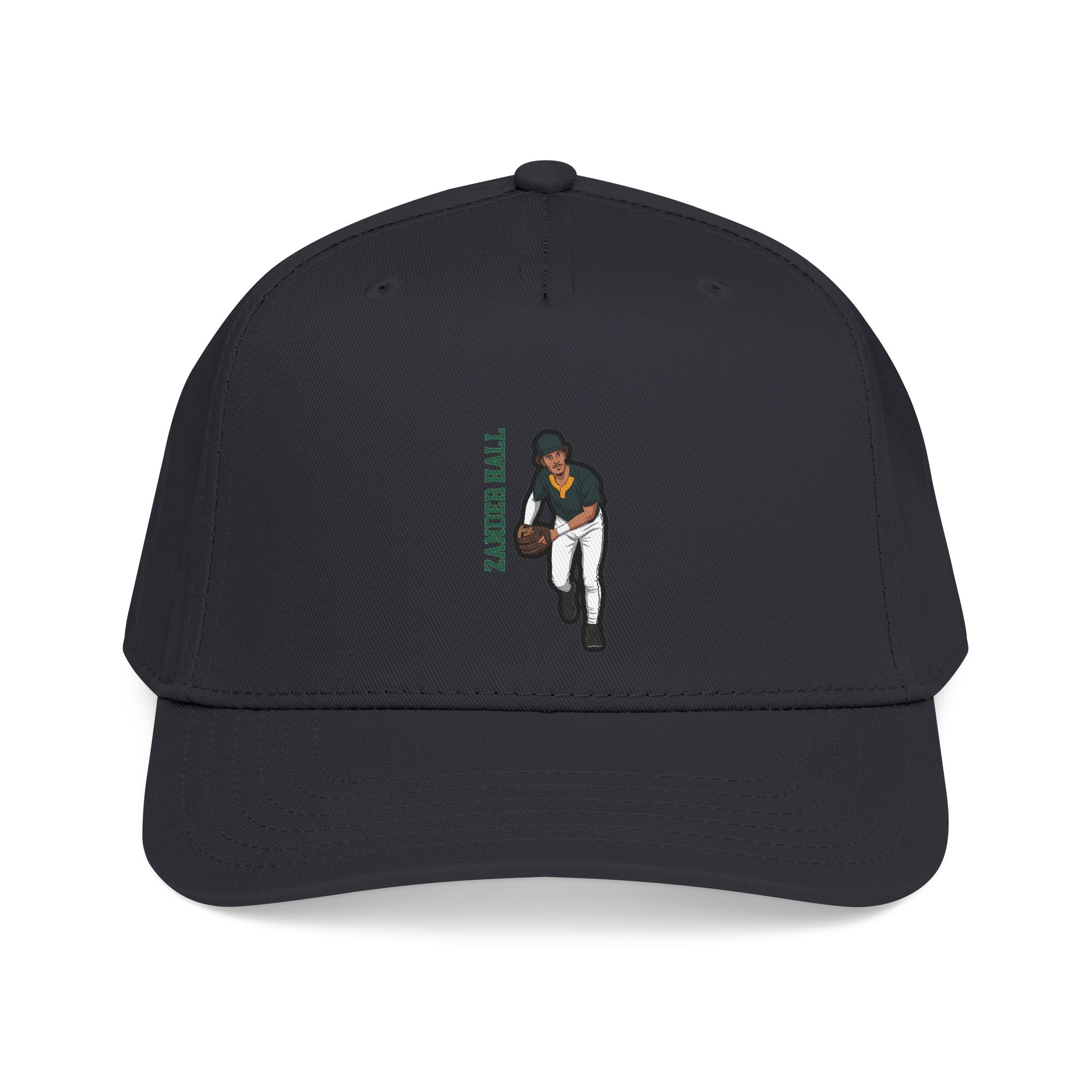 Baseball Cap — character_name_vertical in Black