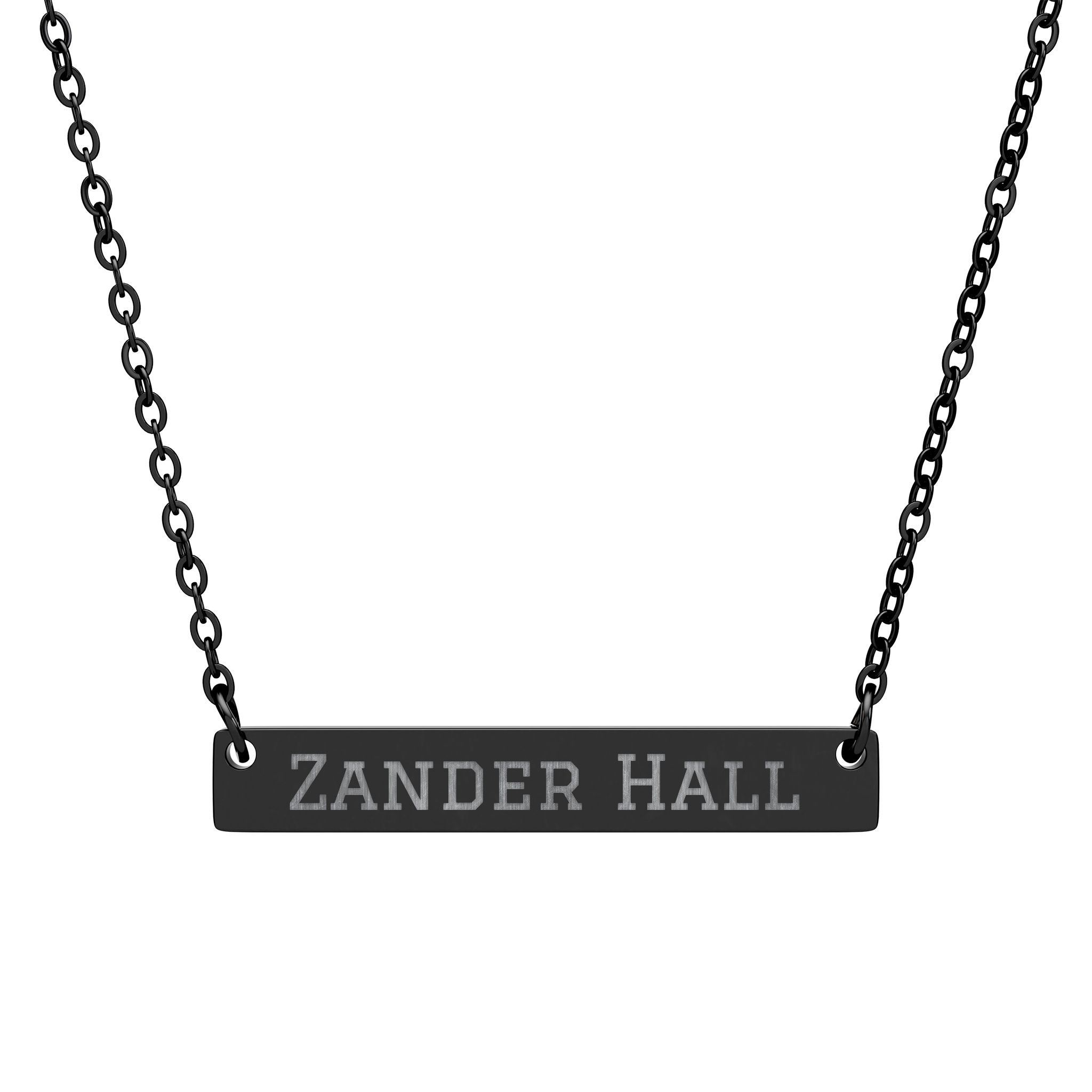 Engraved Bar Necklace — Classic in Black