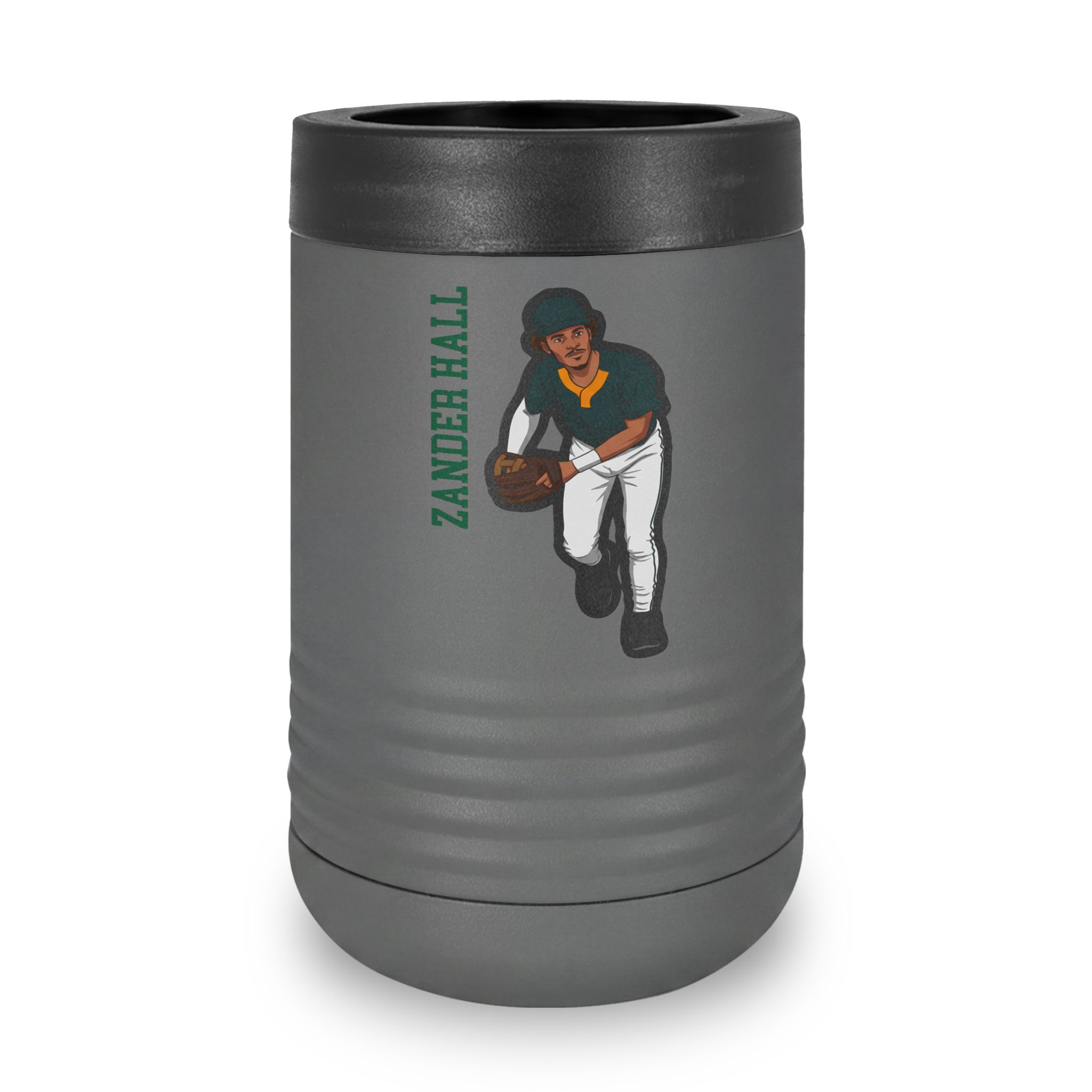Stainless Can Cooler — character_name_vertical in Grey