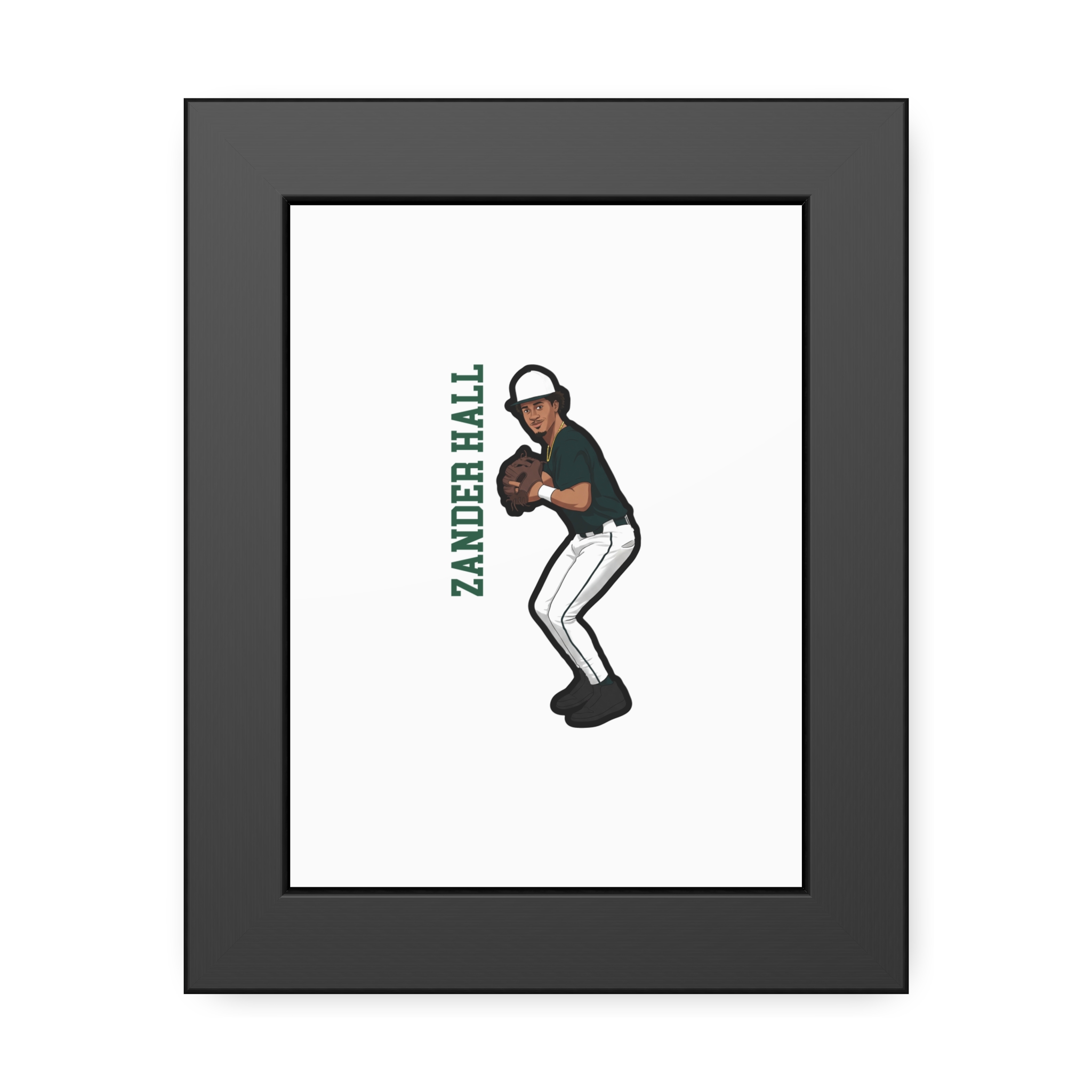 Framed Poster — character_name_vertical in Black
