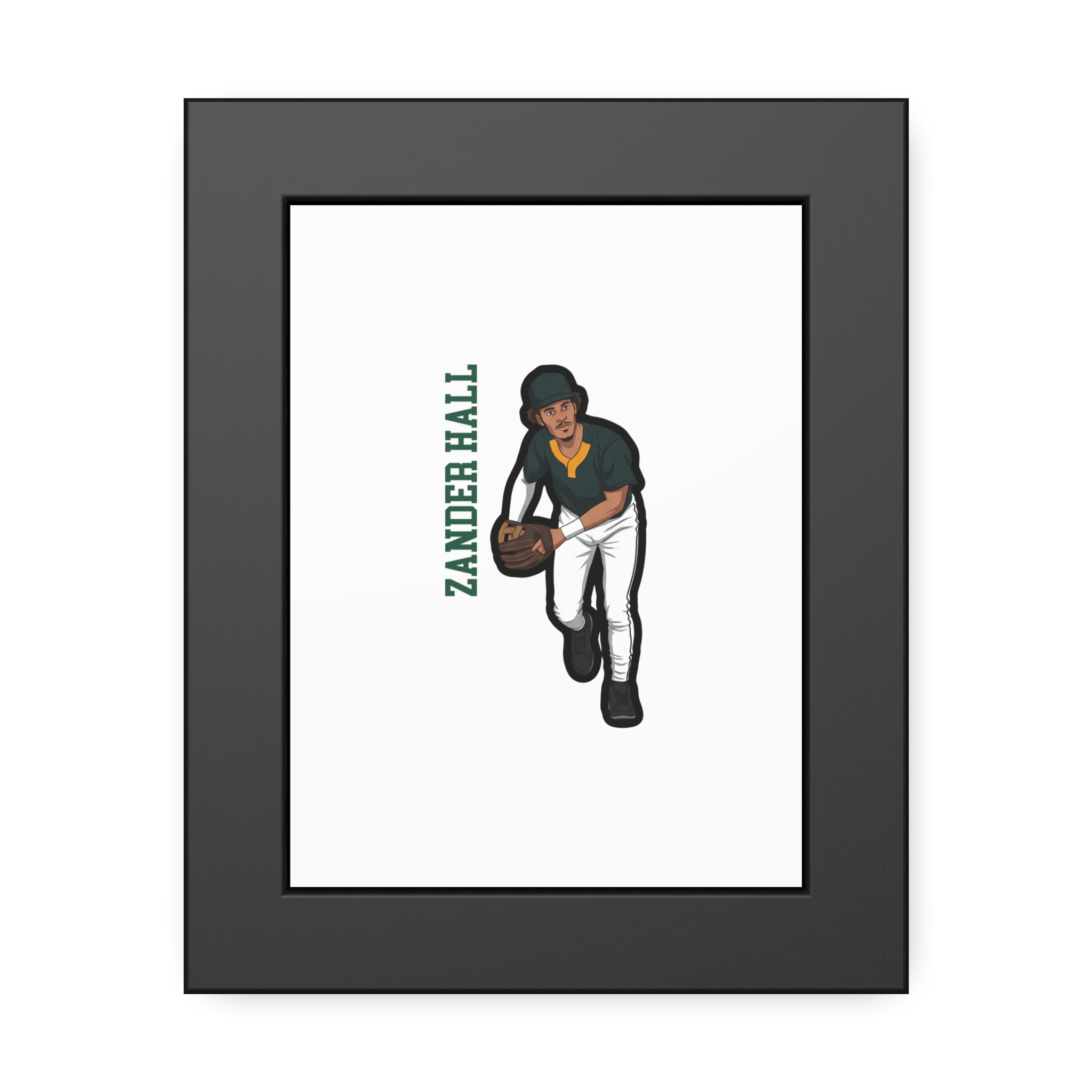 Framed Poster — character_name_vertical in Black