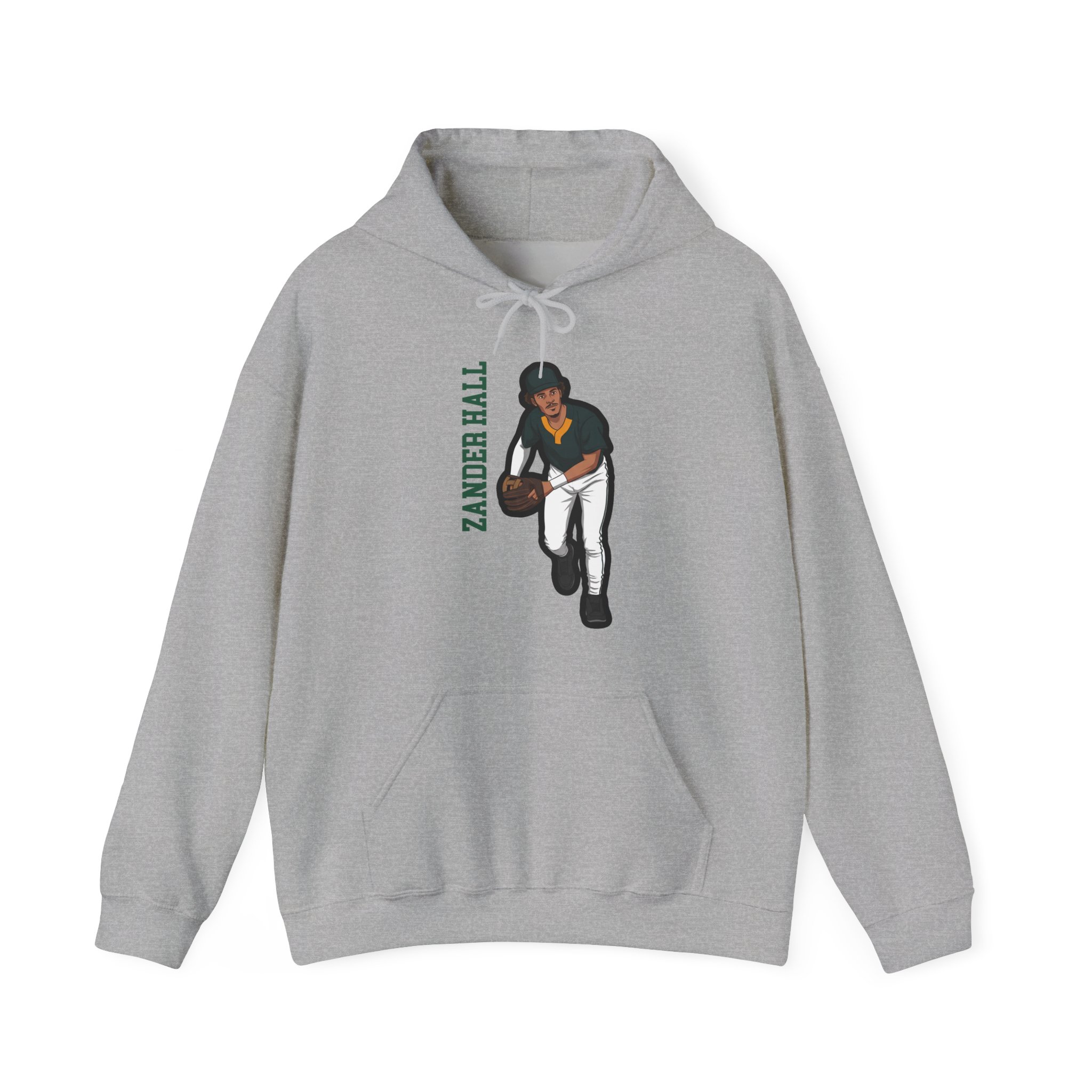 Hoodie — character_name_vertical in Grey