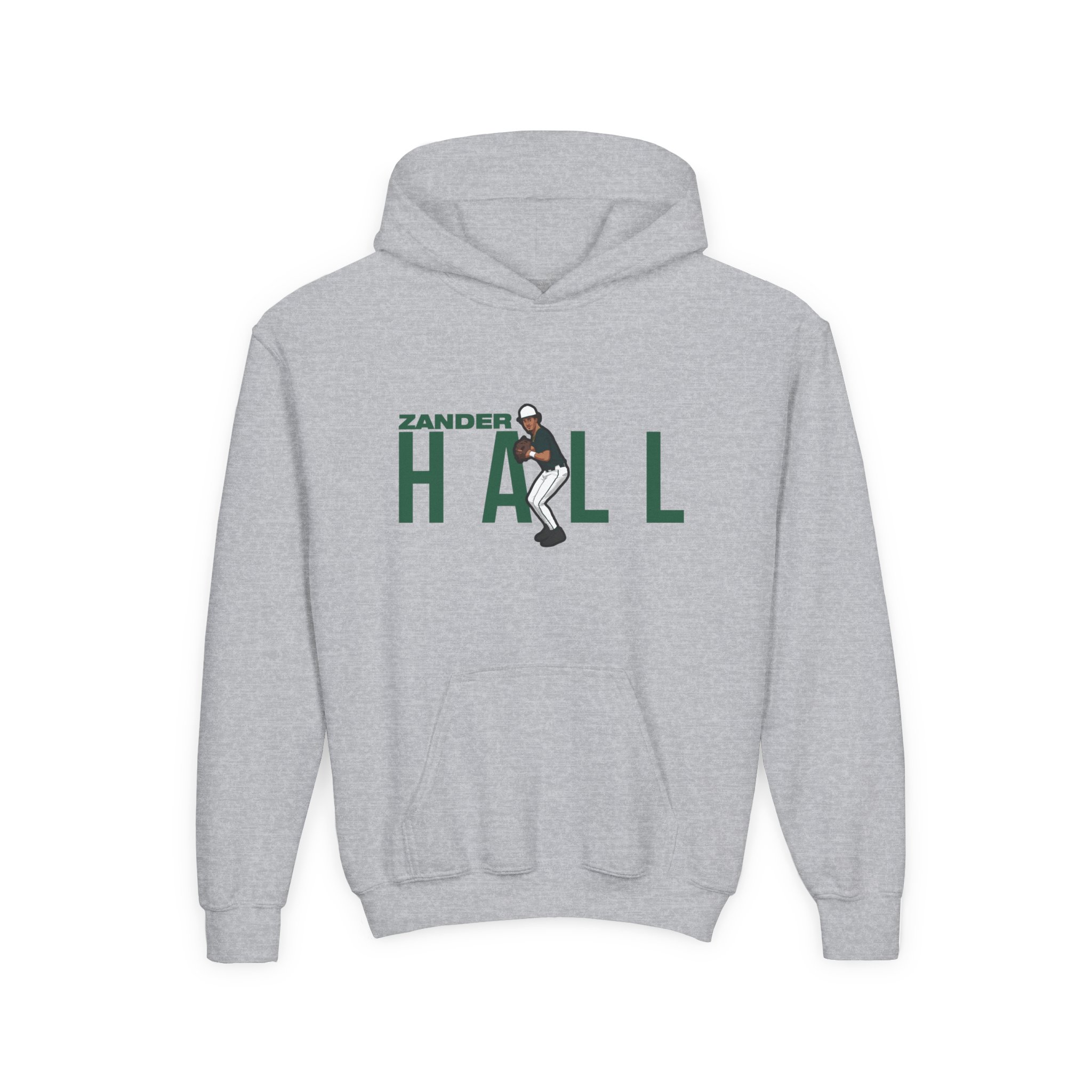 Youth Hoodie — character_player_name in Grey
