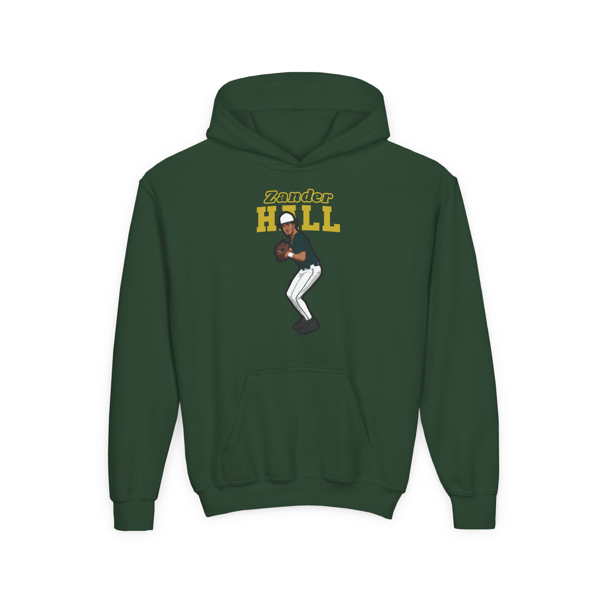 Youth Hoodie — character_name_arch in Green