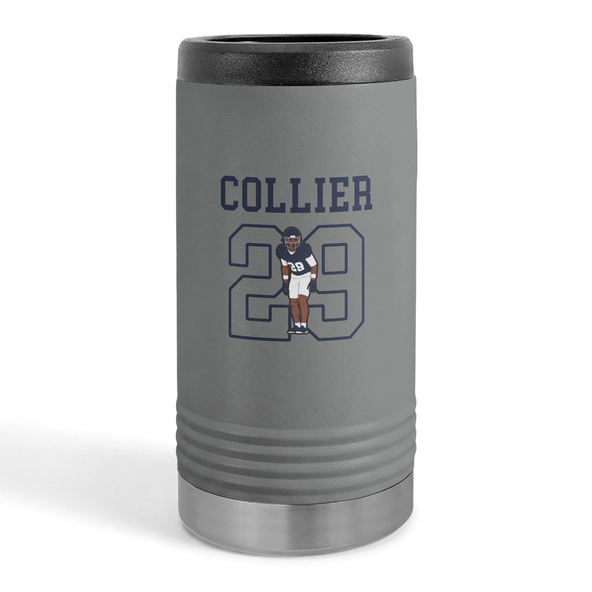 Slim Stainless Can Cooler — character_shirsey in Grey