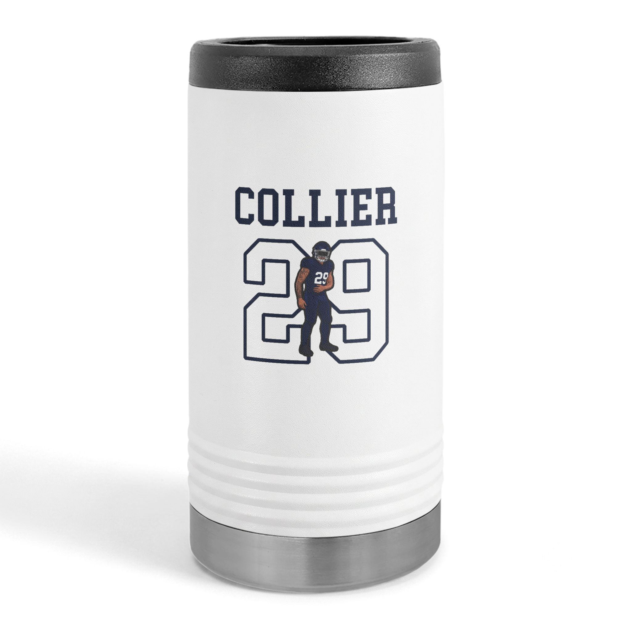 Slim Stainless Can Cooler — character_shirsey in White