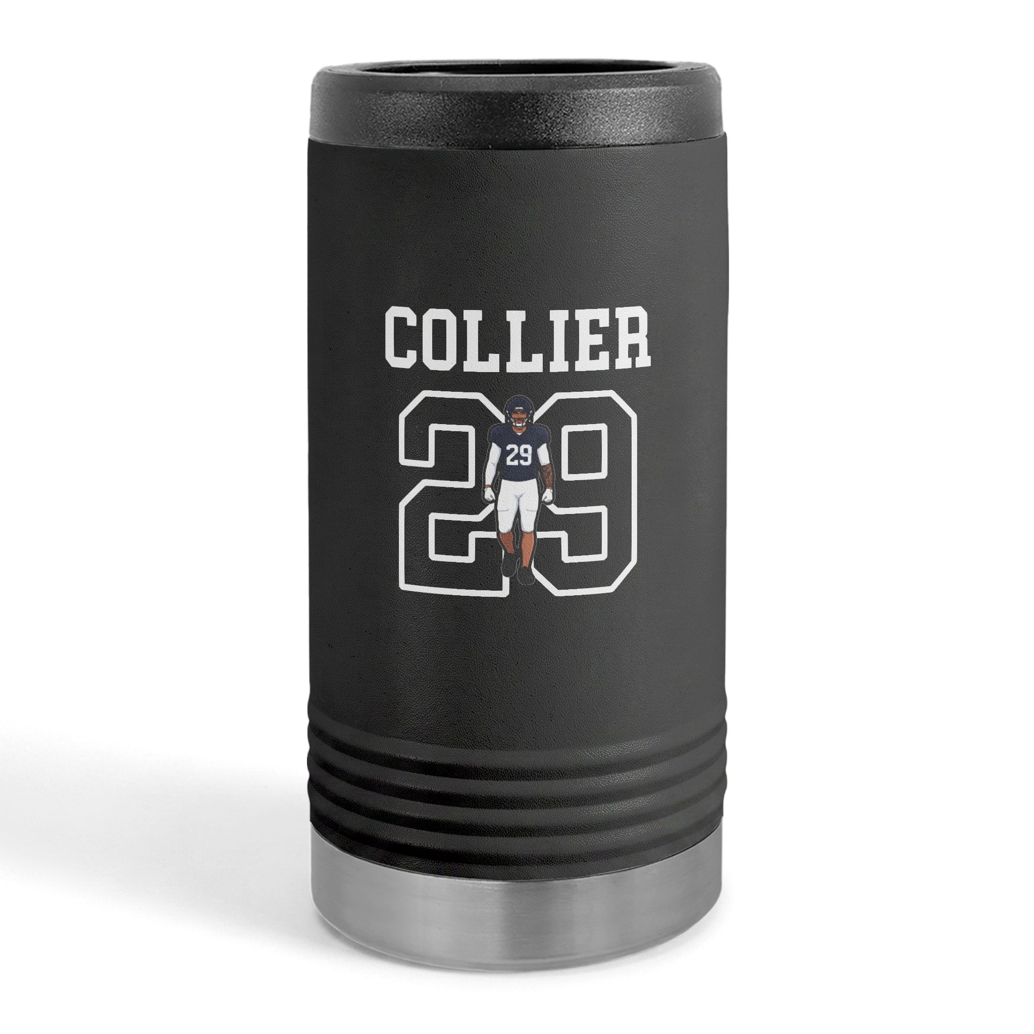 Slim Stainless Can Cooler — character_shirsey in Black