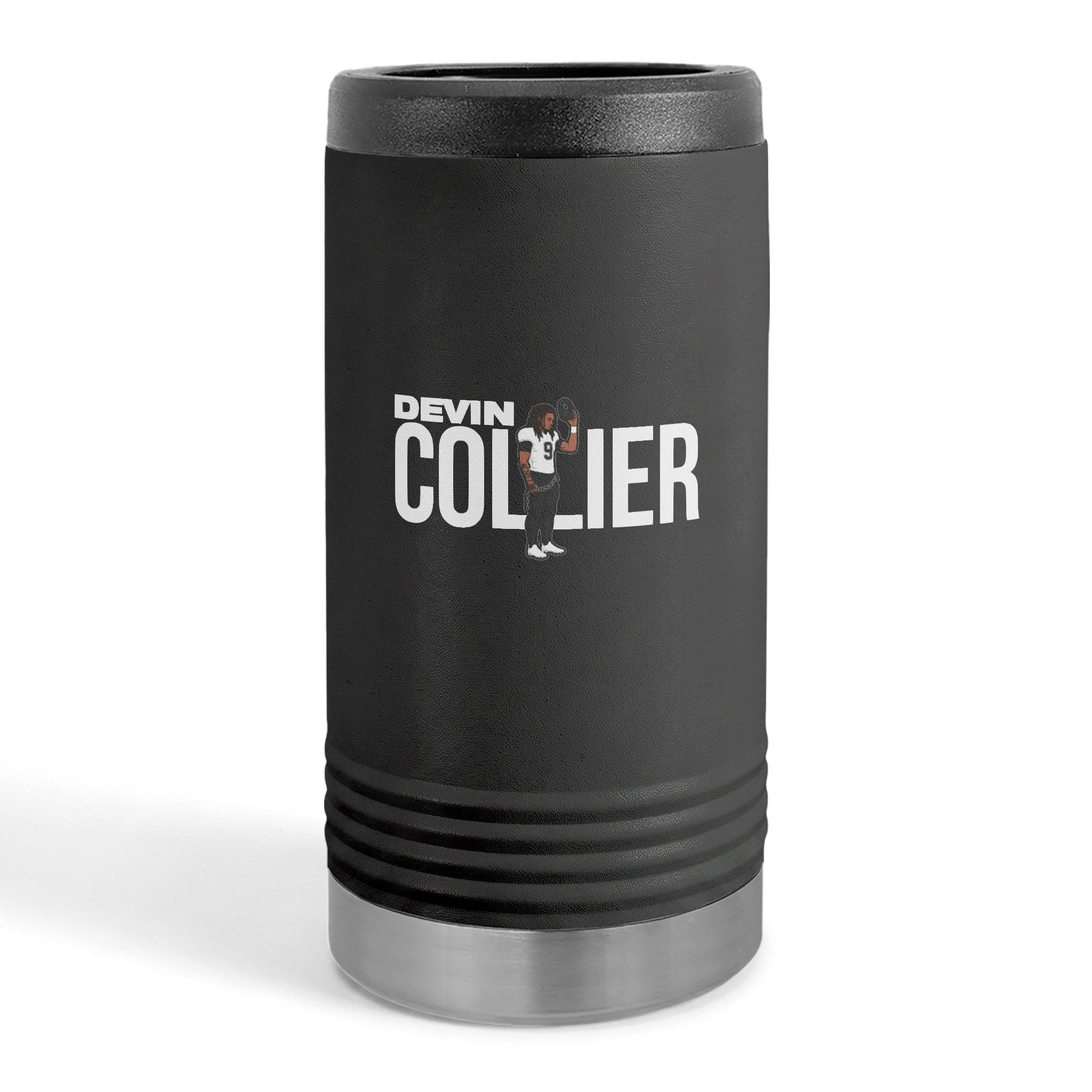 Slim Stainless Can Cooler — character_player_name in Black