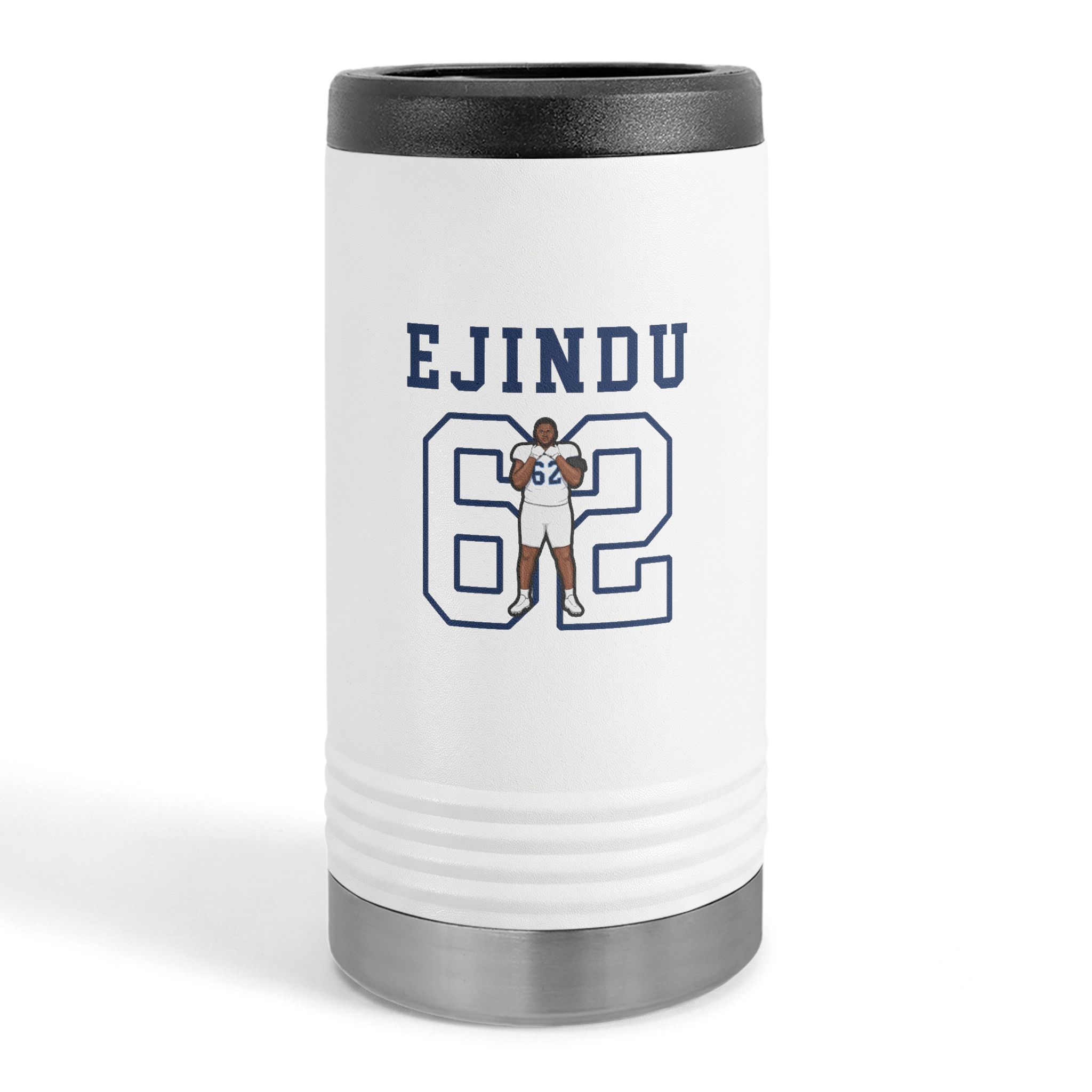 Slim Stainless Can Cooler — character_shirsey in White