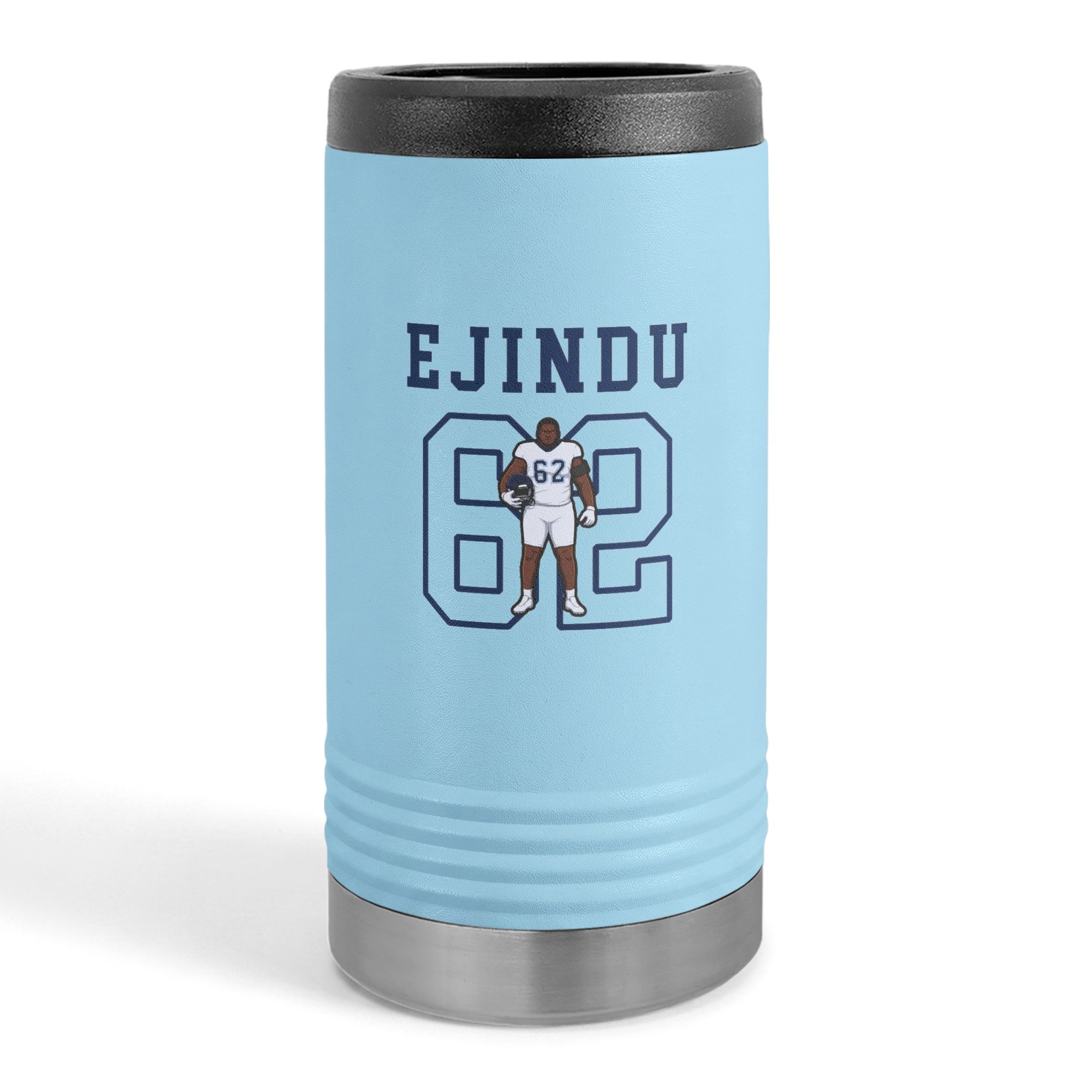 Slim Stainless Can Cooler — character_shirsey in Light Blue