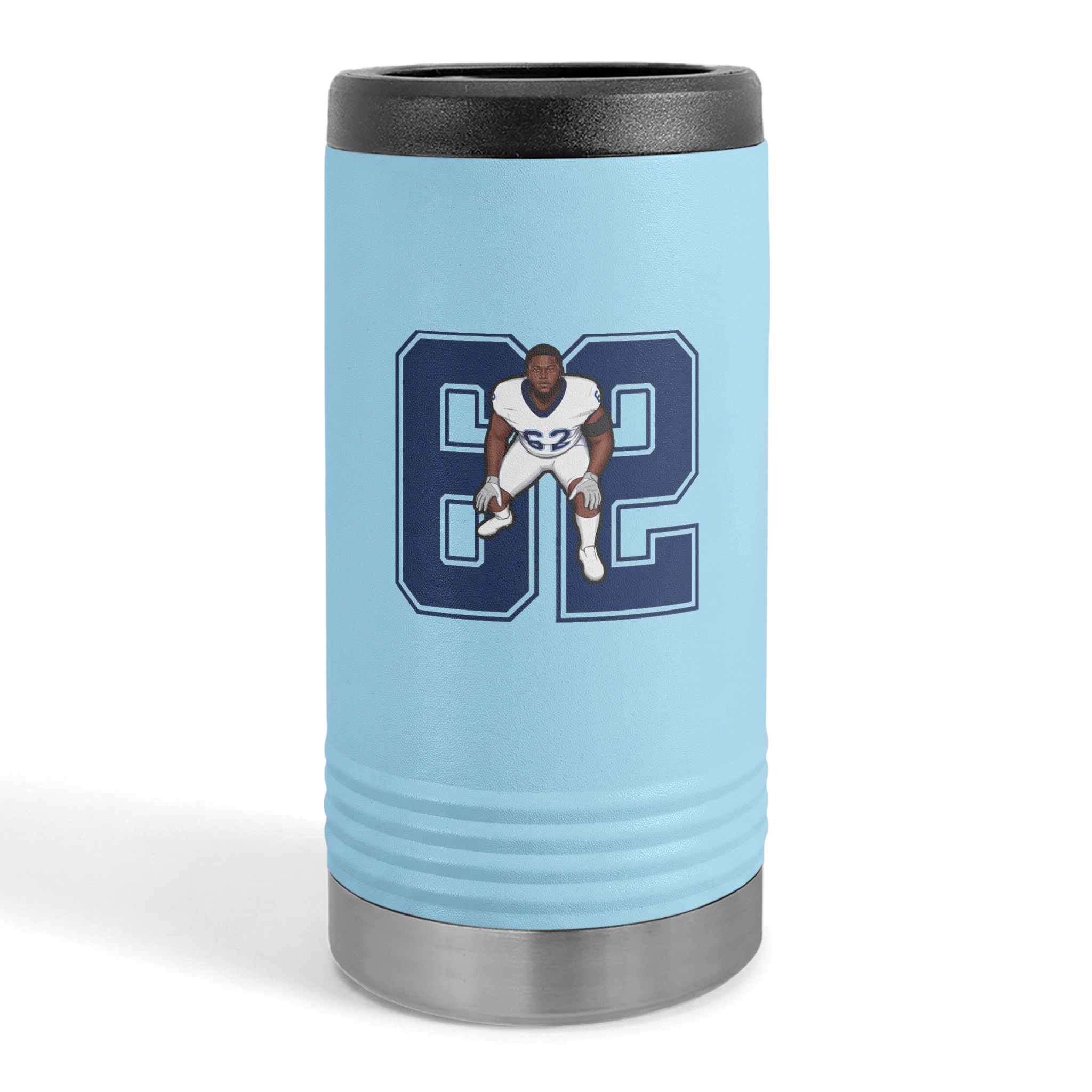 Slim Stainless Can Cooler — character_number in Light Blue