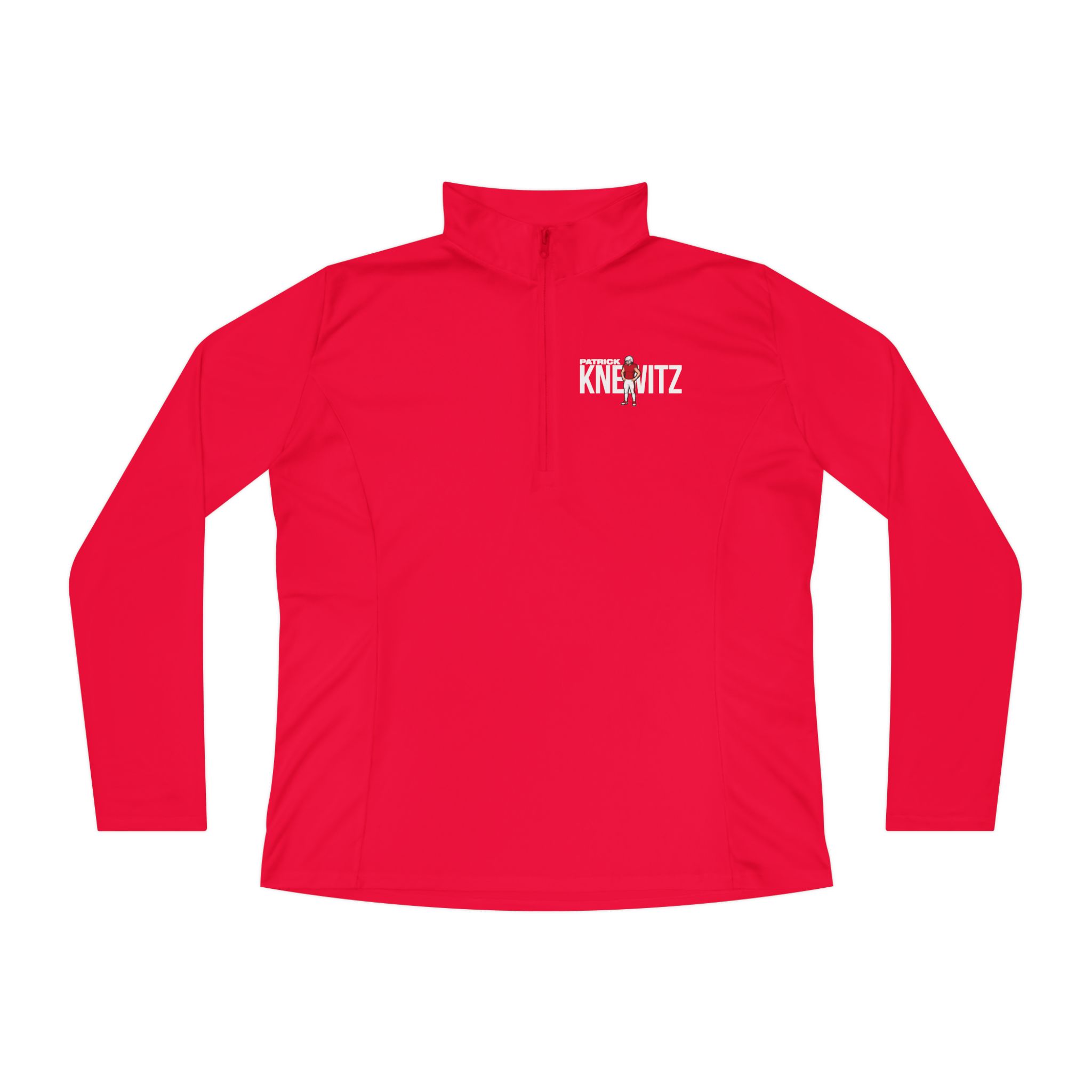 Women's Q-Zip Pullover — character_player_name in Red