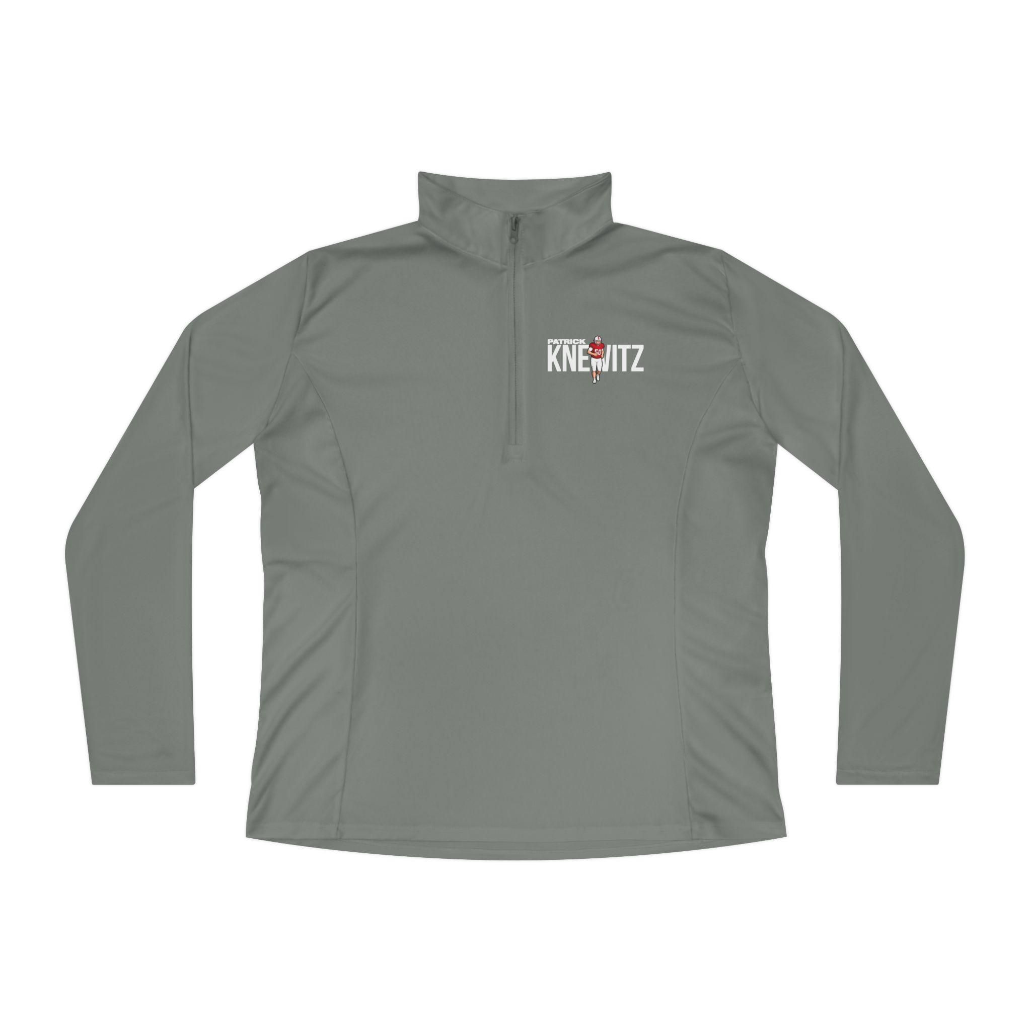 Women's Q-Zip Pullover — character_player_name in Grey