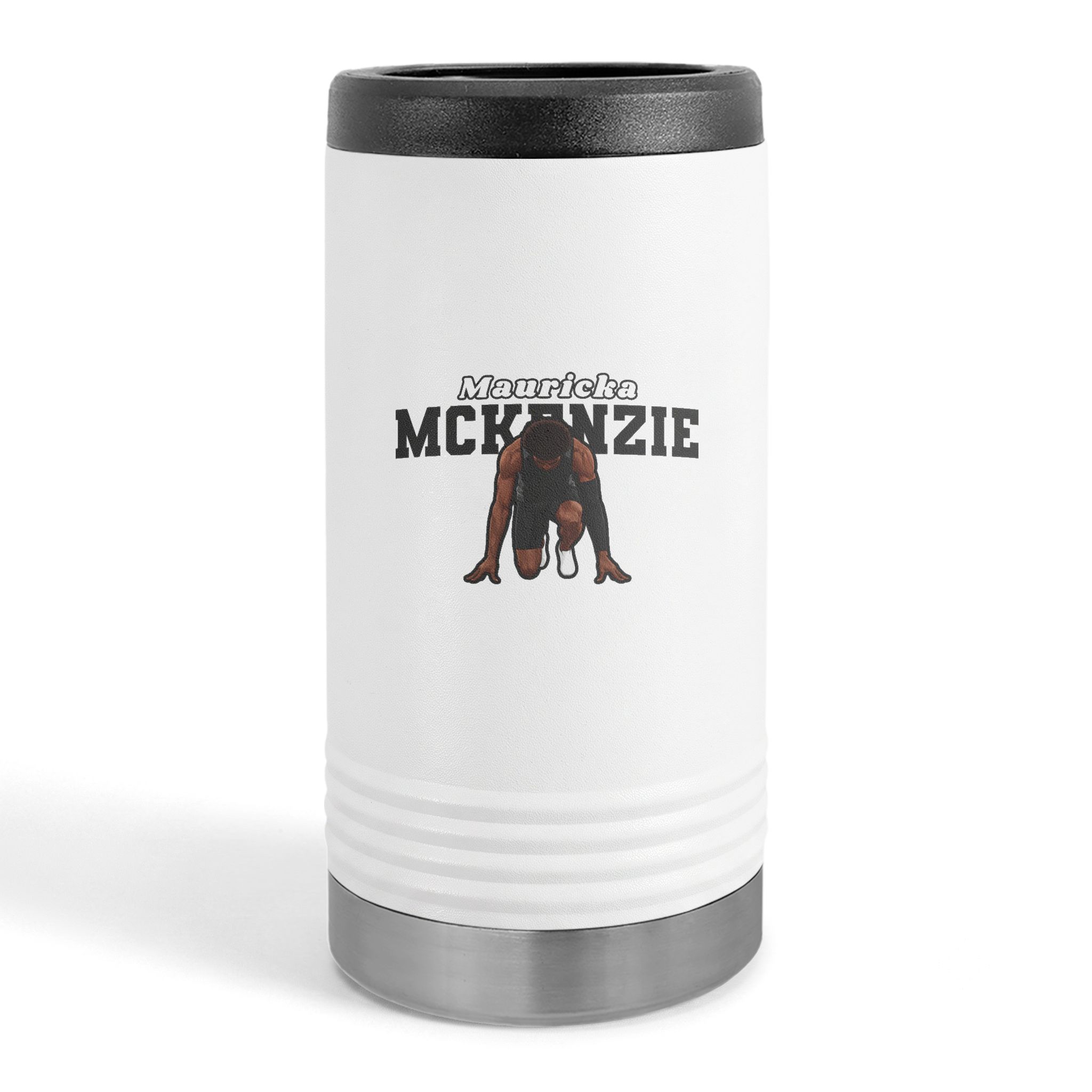 Slim Stainless Can Cooler — character_name_arch in White