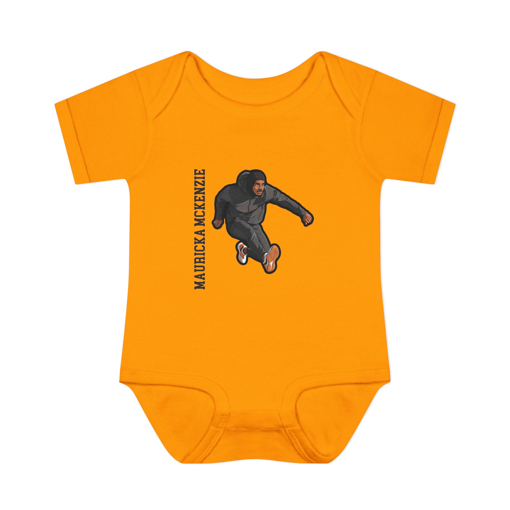 Baby Onesie — character_name_vertical in Gold