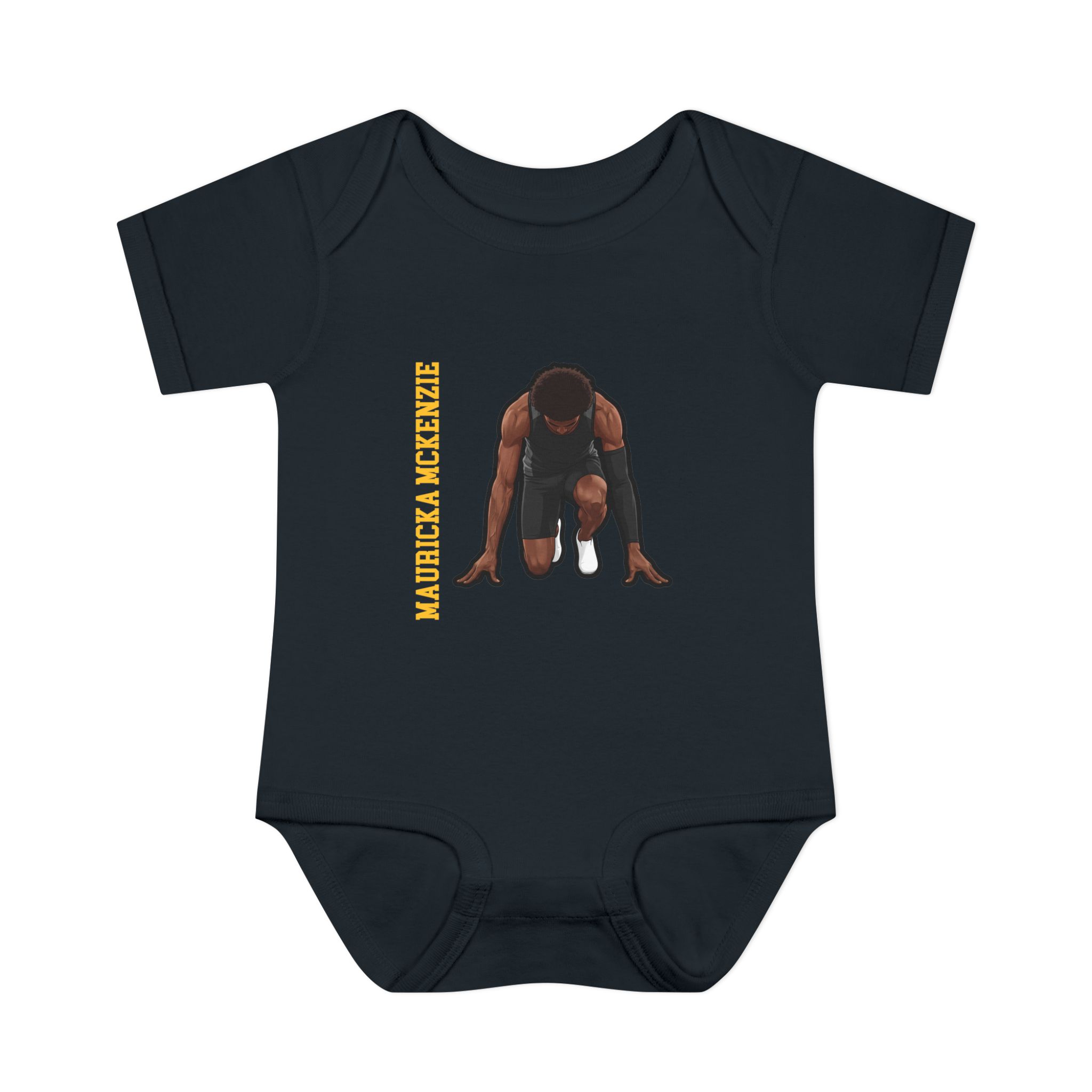Baby Onesie — character_name_vertical in Black