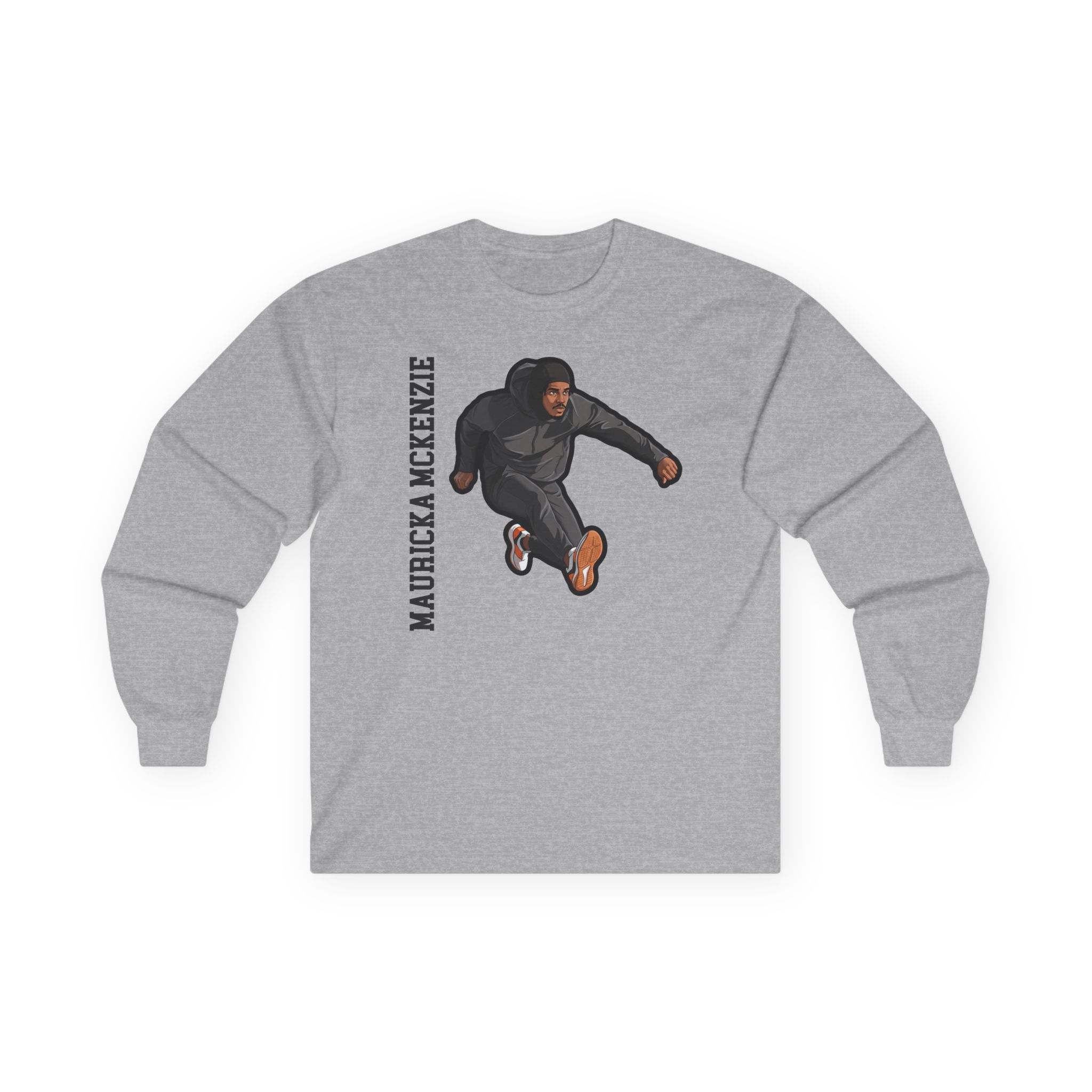 Long Sleeve Tee — character_name_vertical in Grey