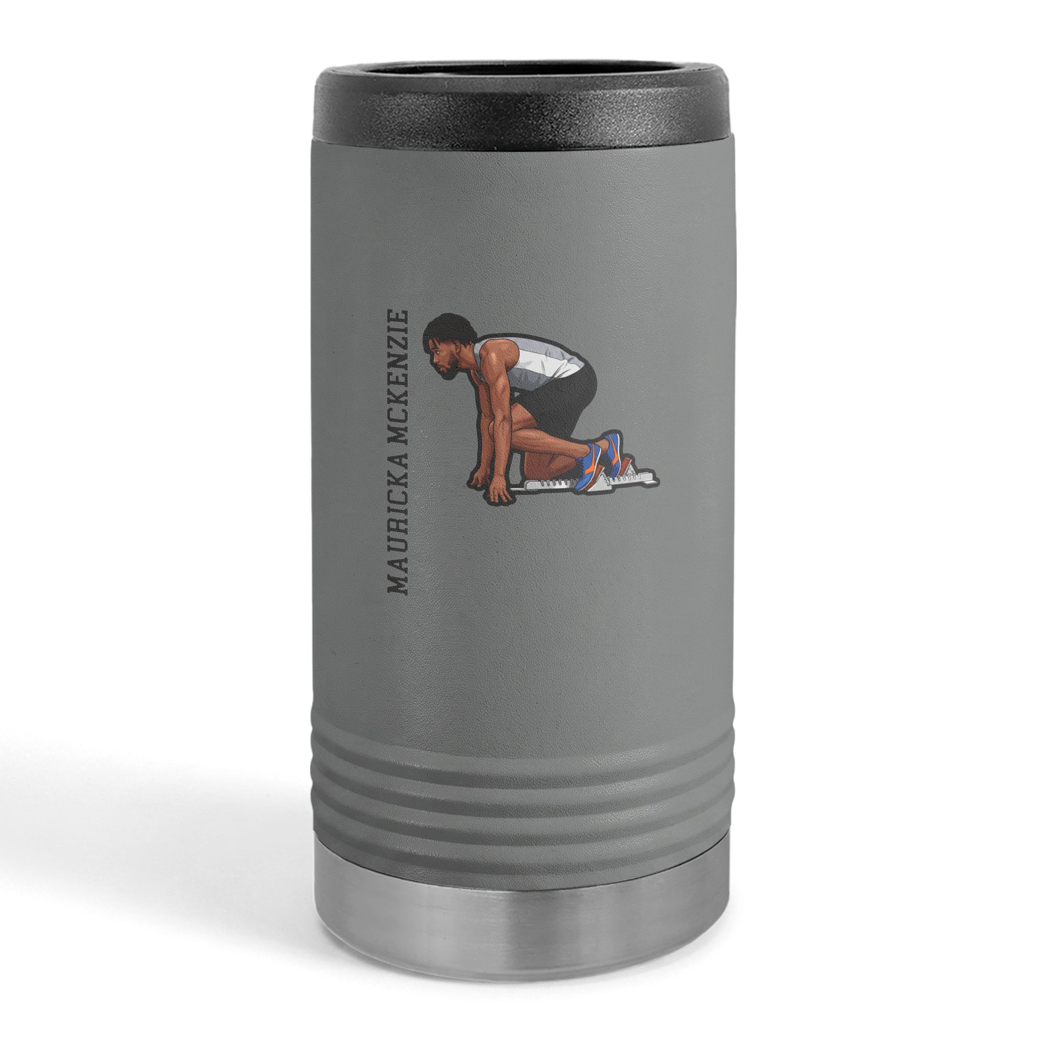 Slim Stainless Can Cooler — character_name_vertical in Grey