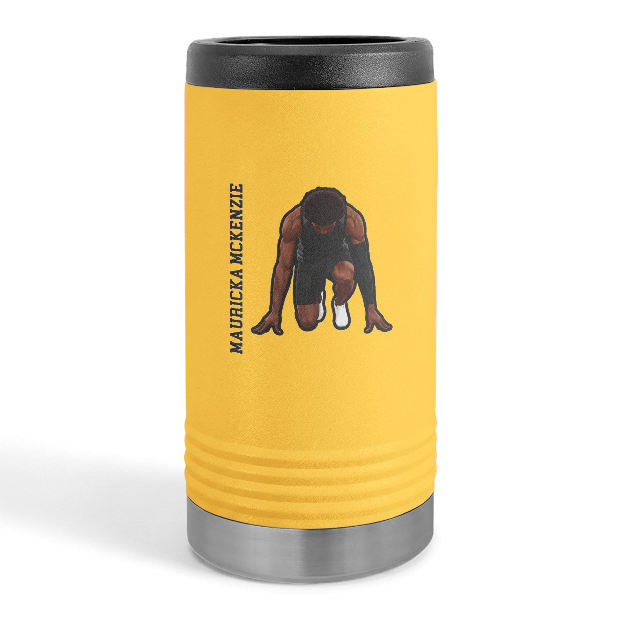 Slim Stainless Can Cooler — character_name_vertical in Yellow
