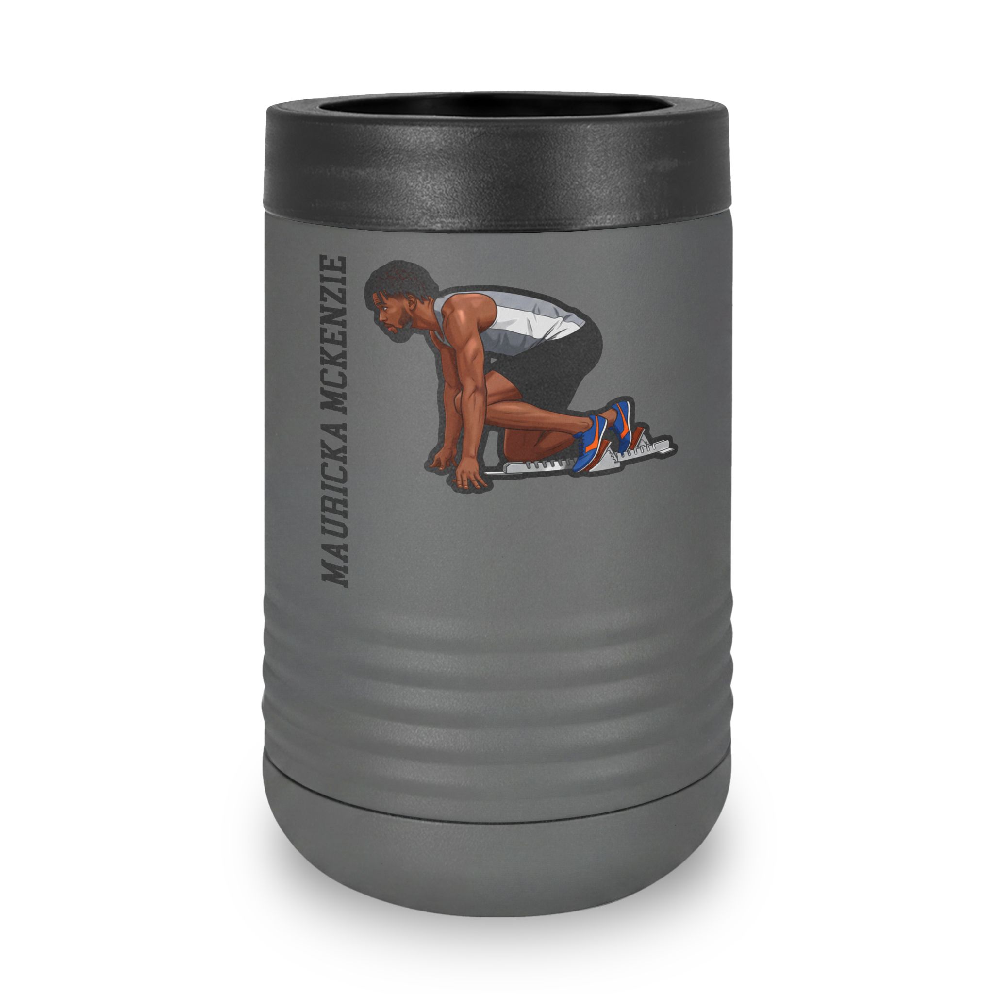 Stainless Can Cooler — character_name_vertical in Grey