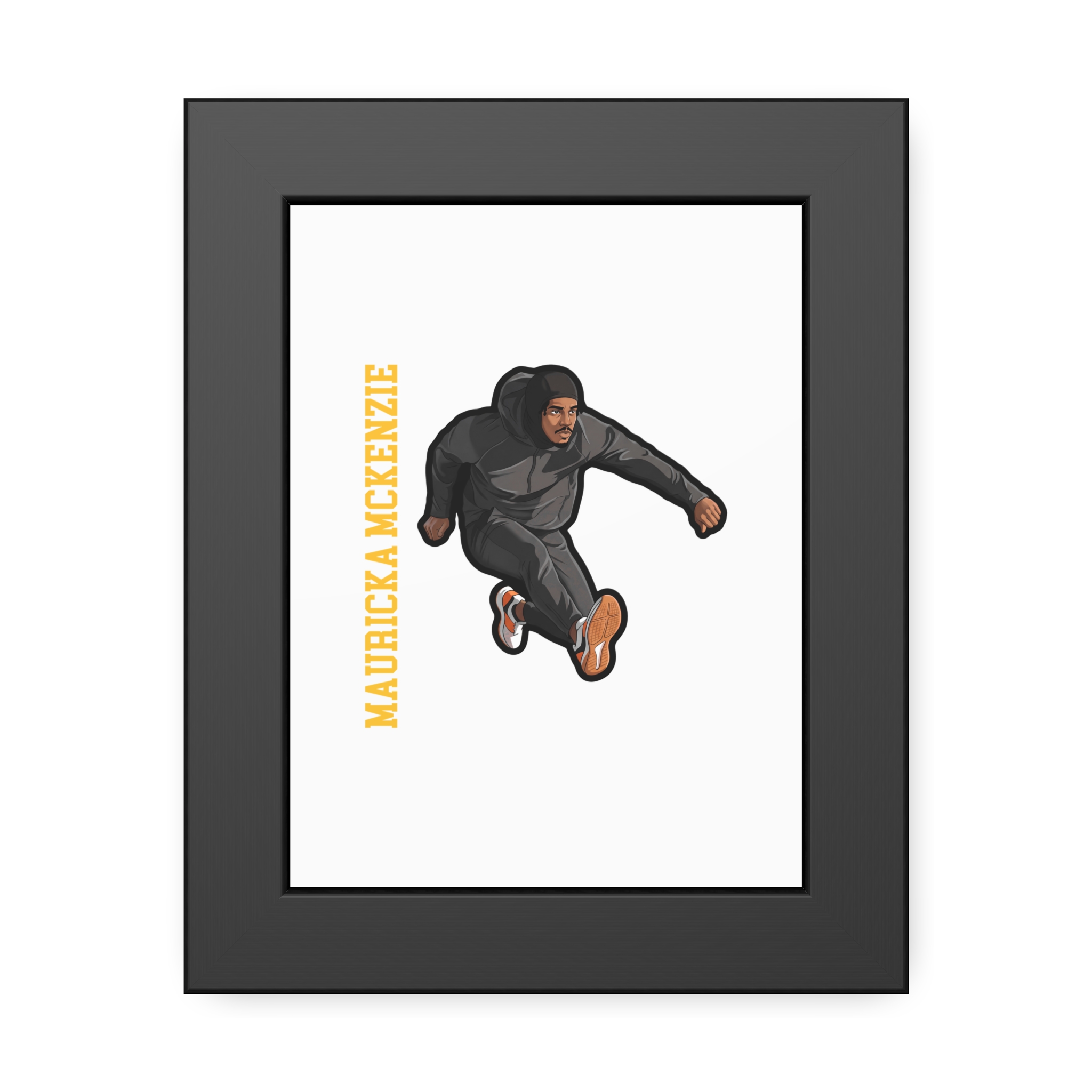 Framed Poster — character_name_vertical in Black
