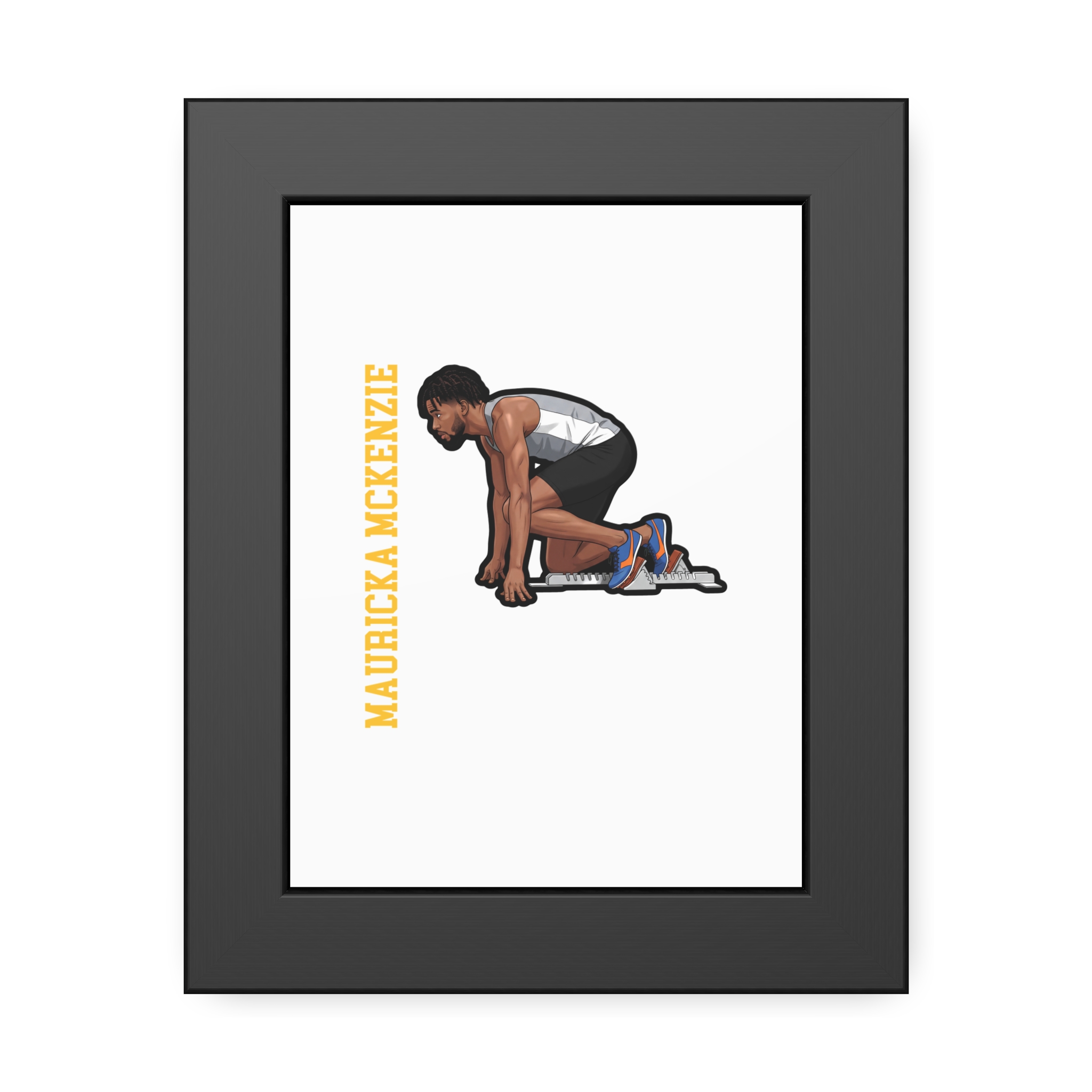 Framed Poster — character_name_vertical in Black