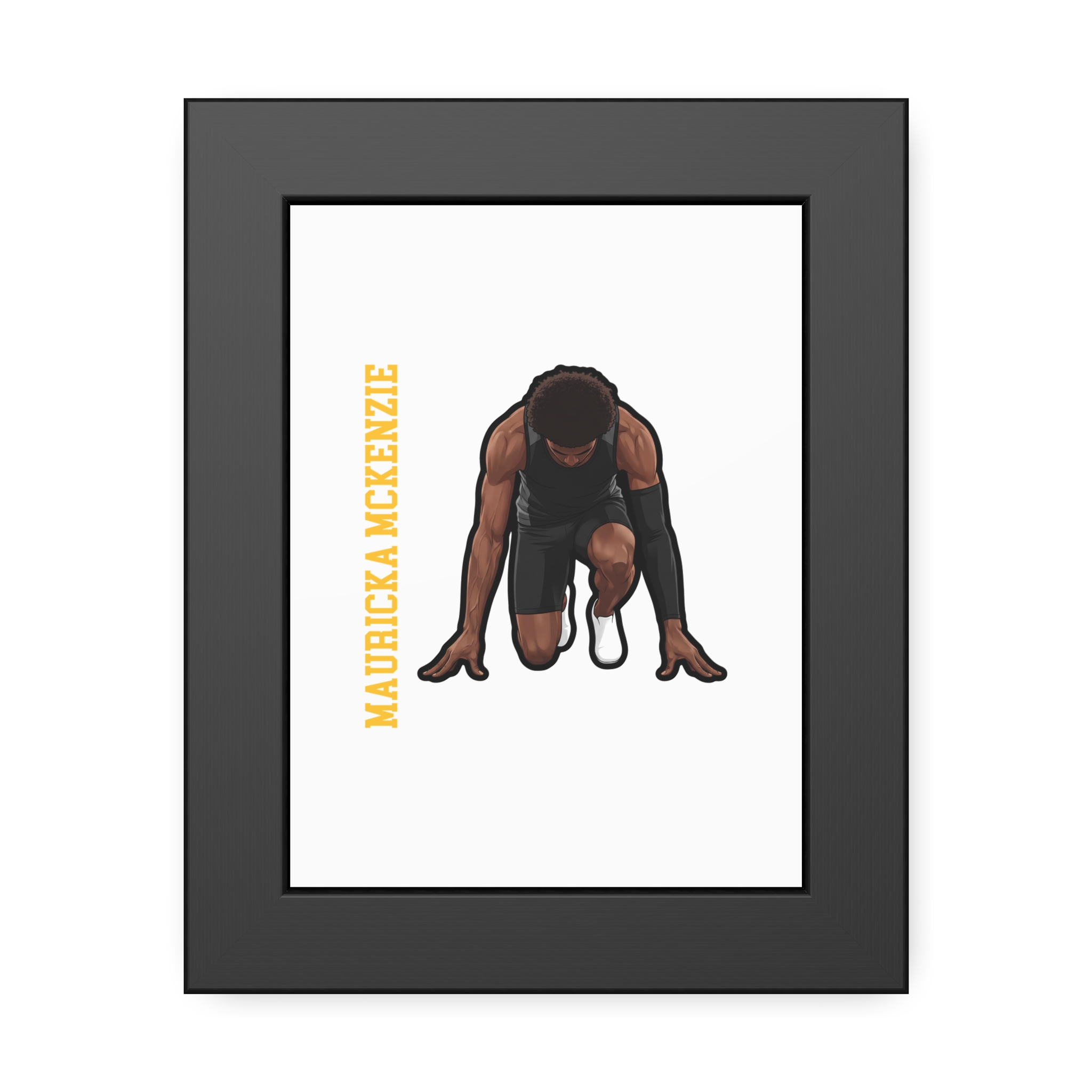 Framed Poster — character_name_vertical in Black