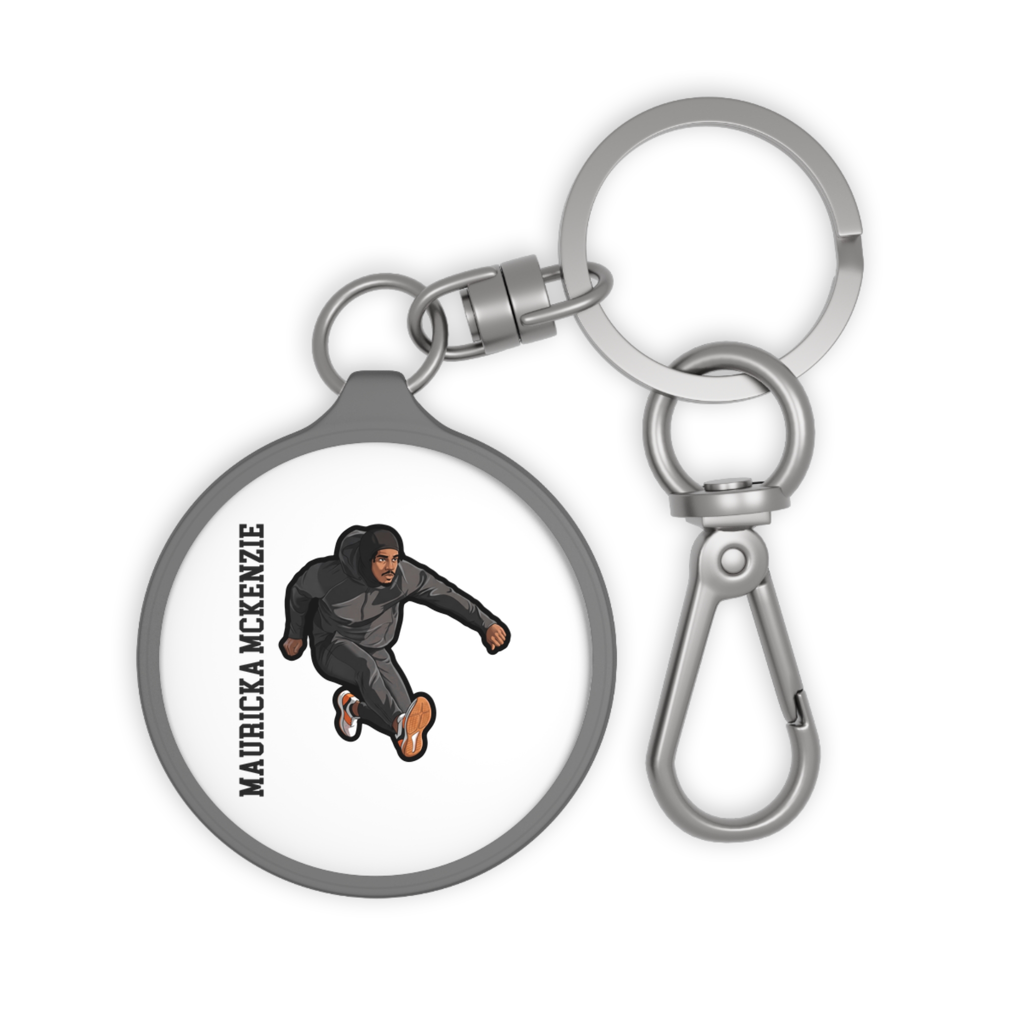 Keychain — character_name_vertical in Grey