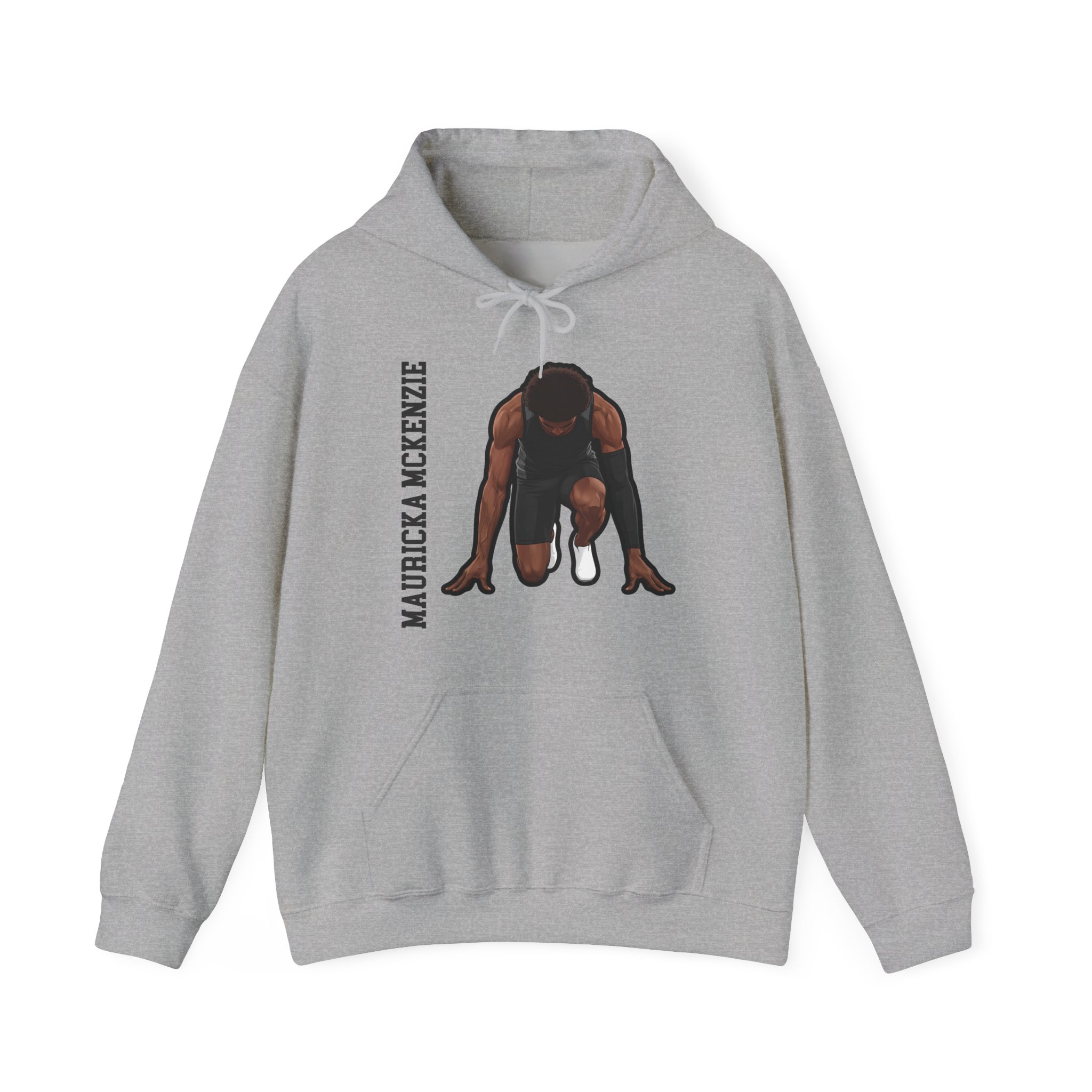Hoodie — character_name_vertical in Grey