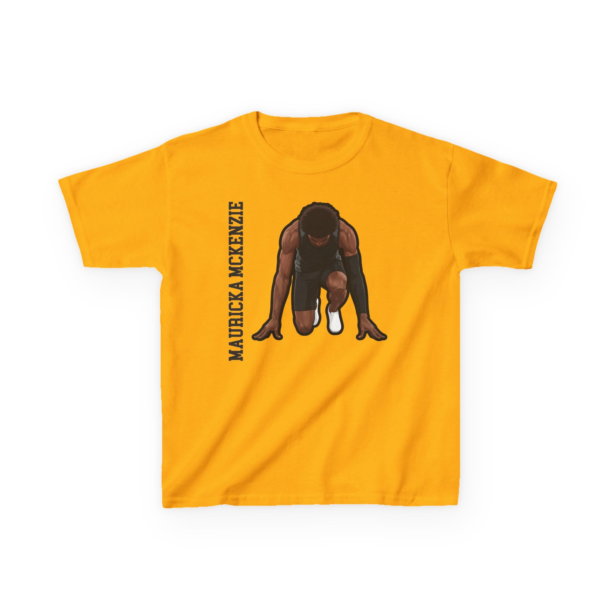 Youth Tee — character_name_vertical in Gold