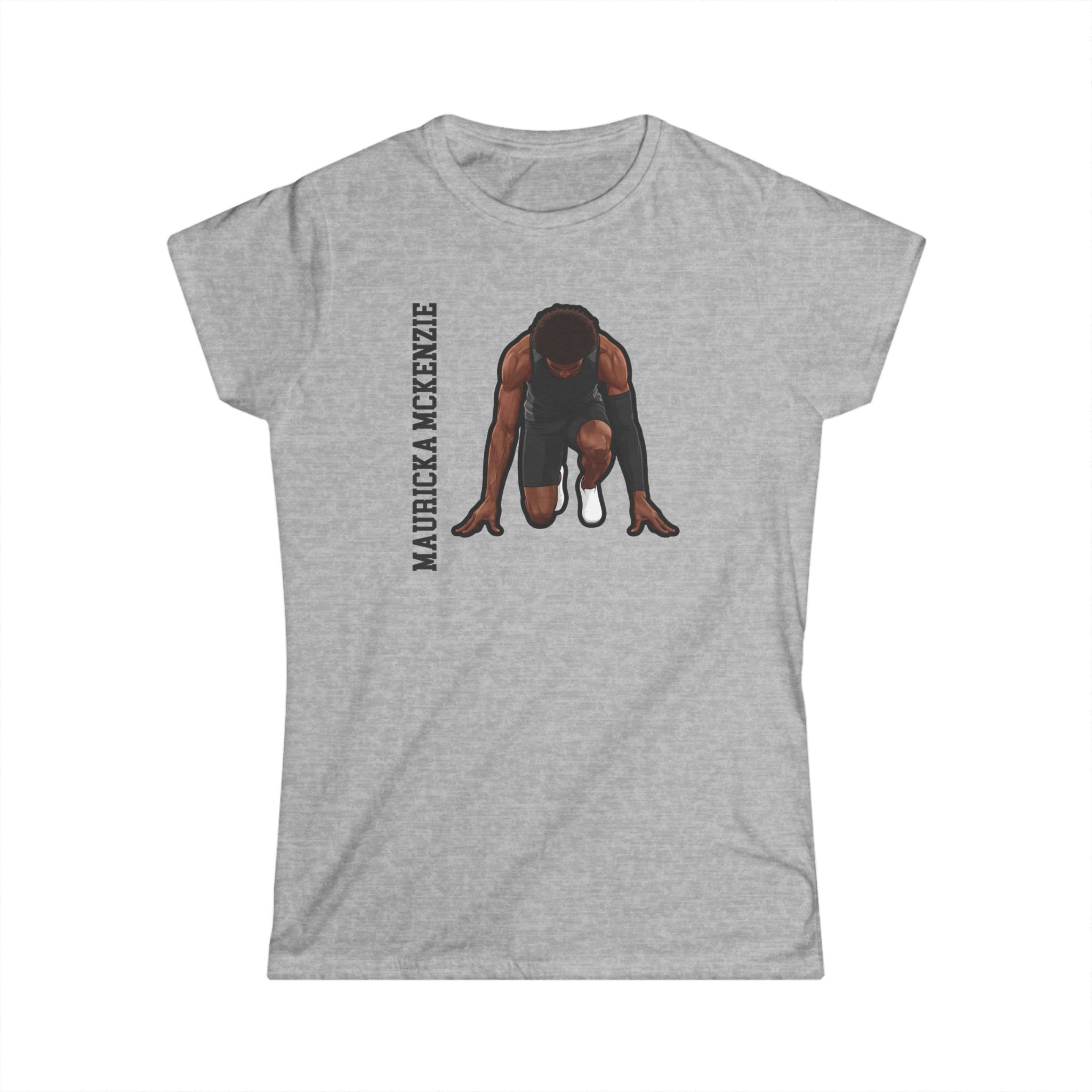 Women's Softstyle Tee — character_name_vertical in Grey