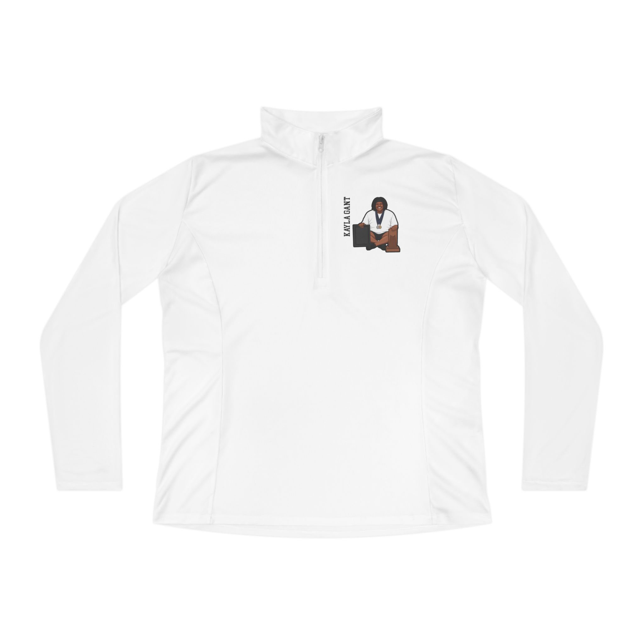 Women's Q-Zip Pullover — character_name_vertical in White