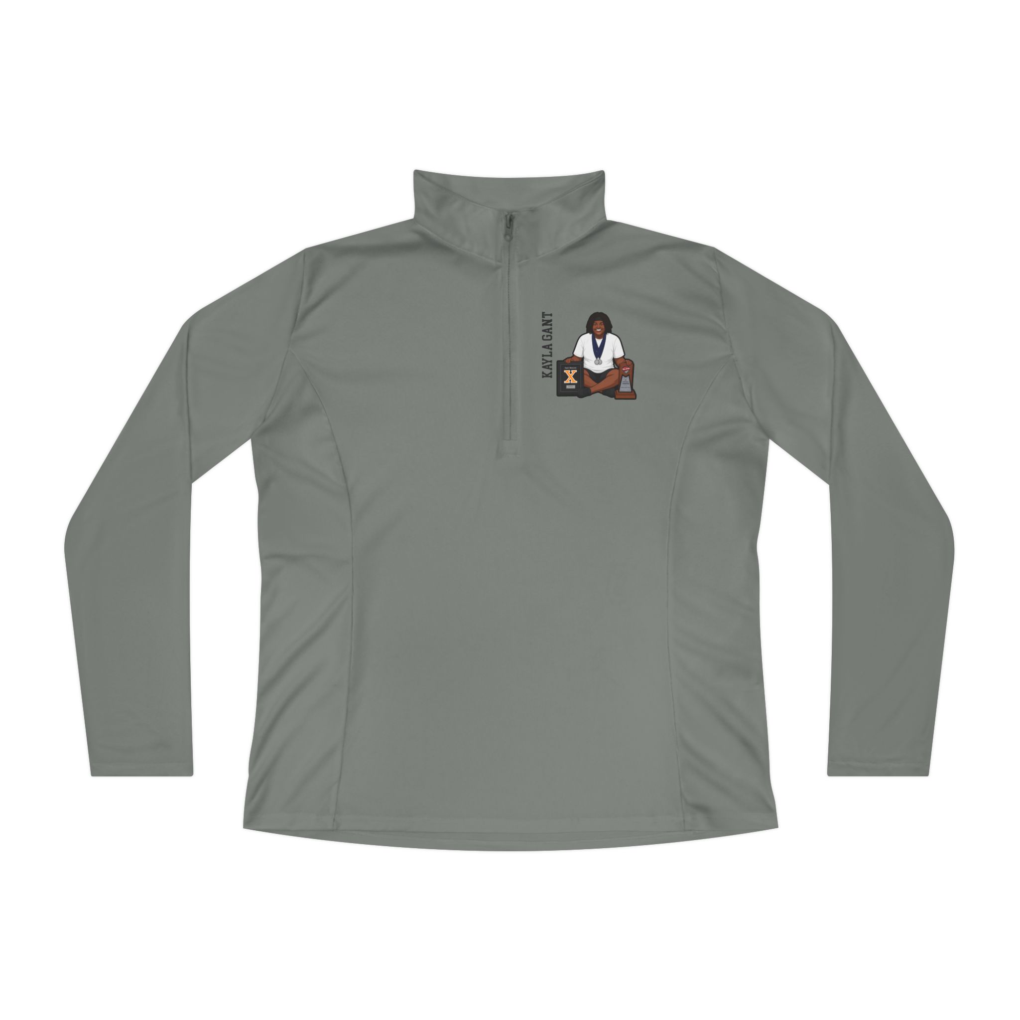 Women's Q-Zip Pullover — character_name_vertical in Grey