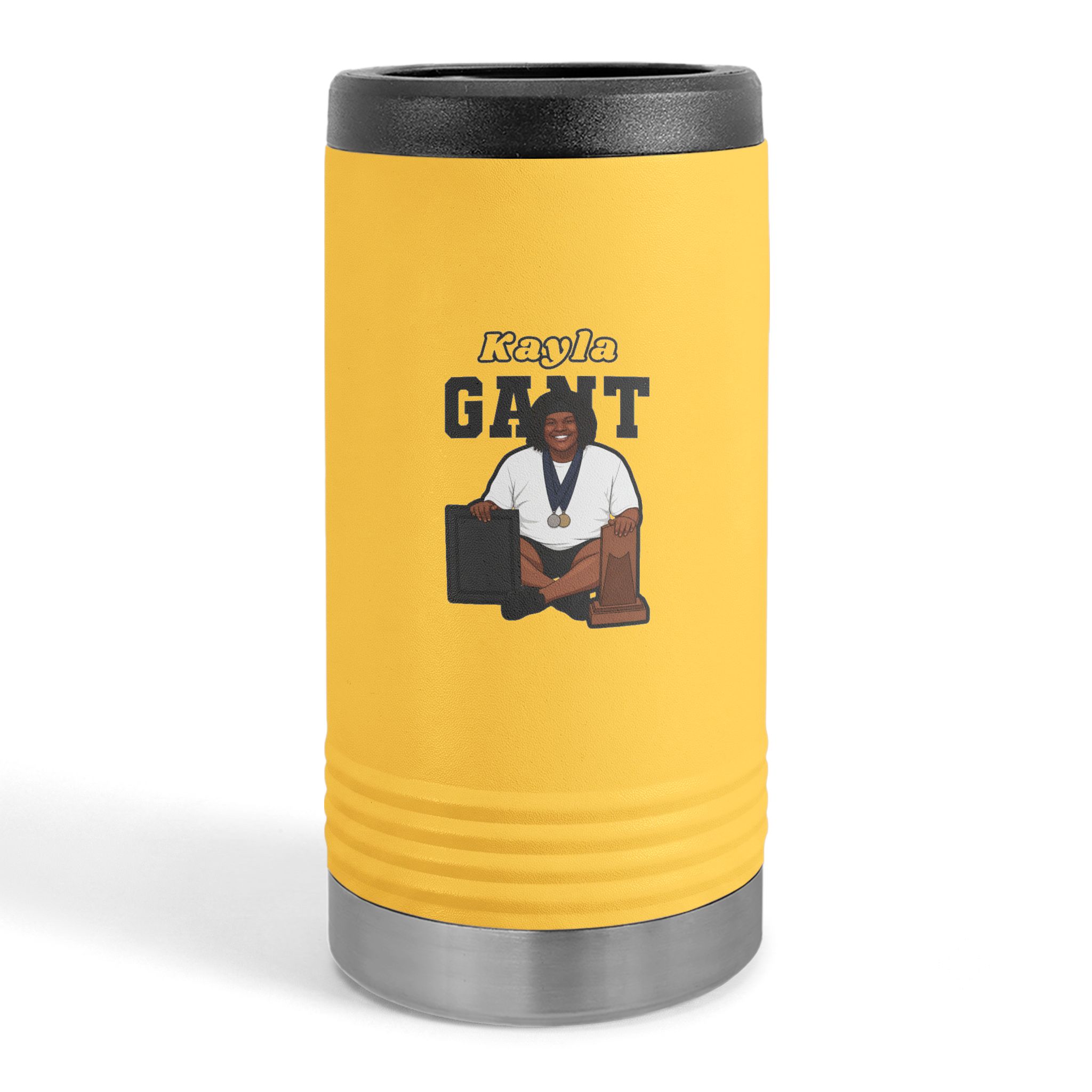 Slim Stainless Can Cooler — character_name_arch in Yellow
