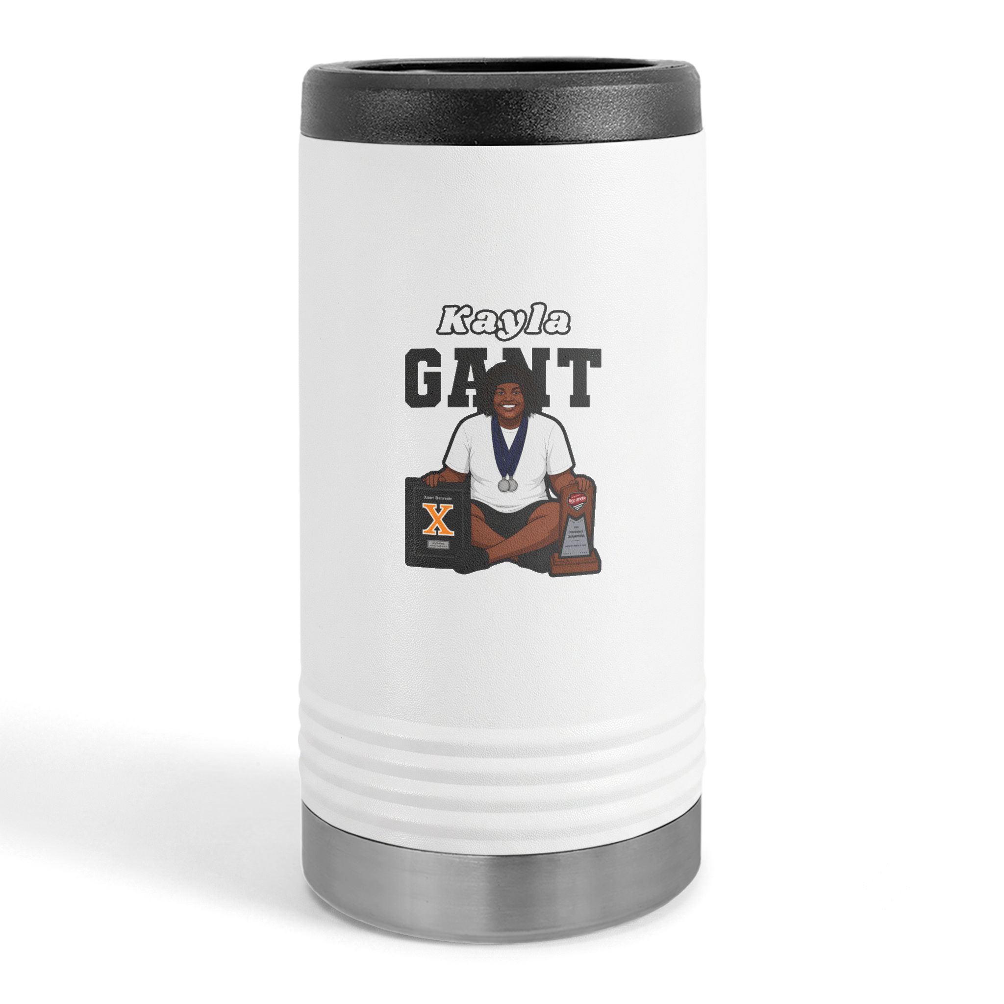 Slim Stainless Can Cooler — character_name_arch in White