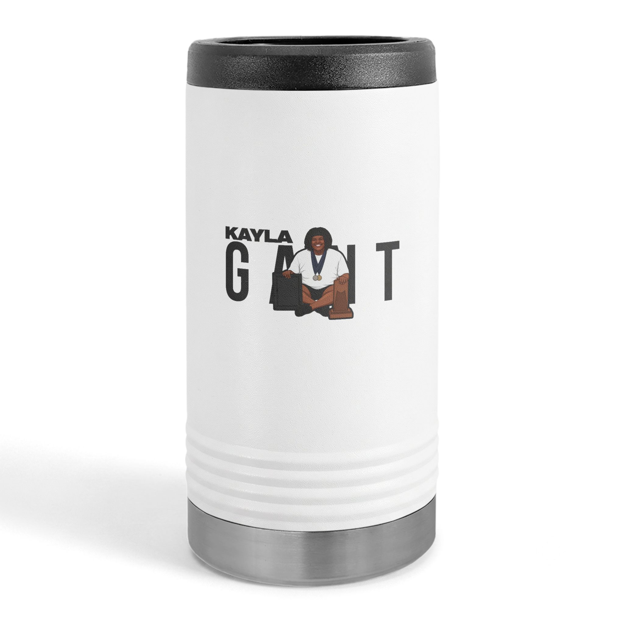 Slim Stainless Can Cooler — character_player_name in White