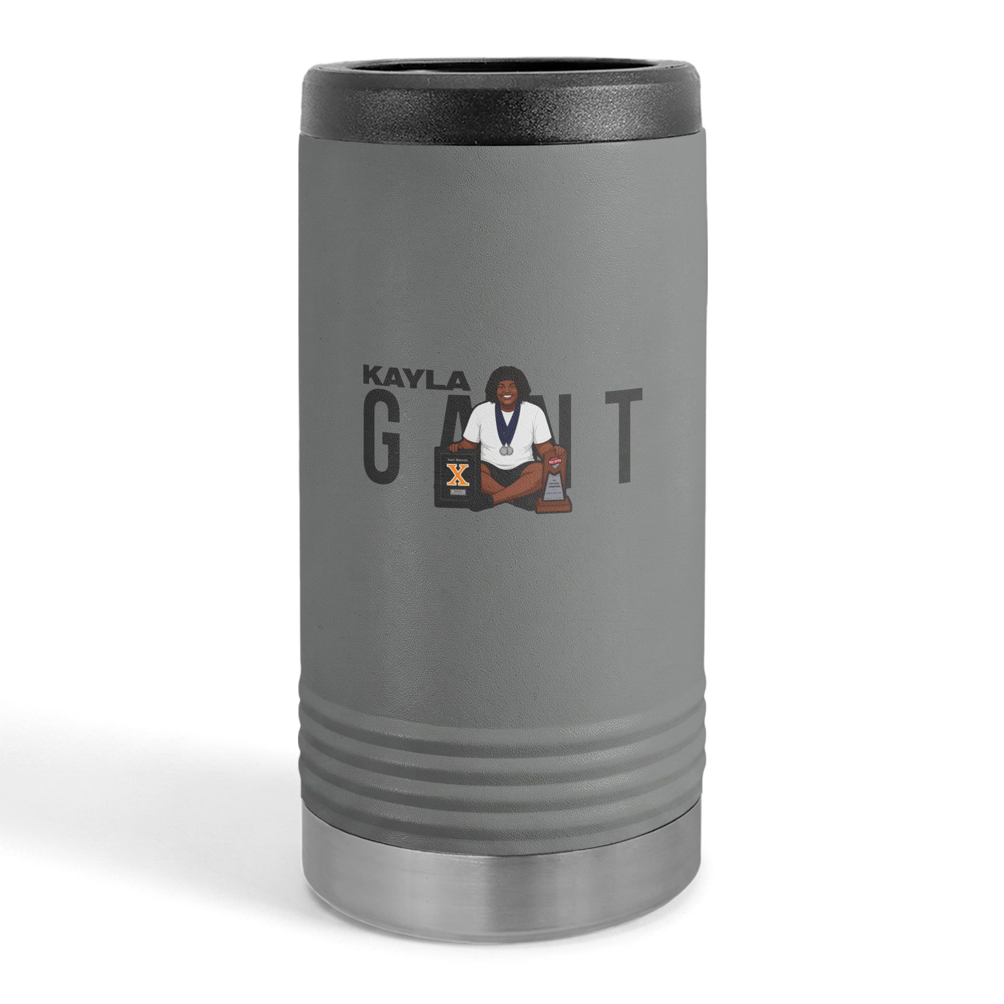 Slim Stainless Can Cooler — character_player_name in Grey