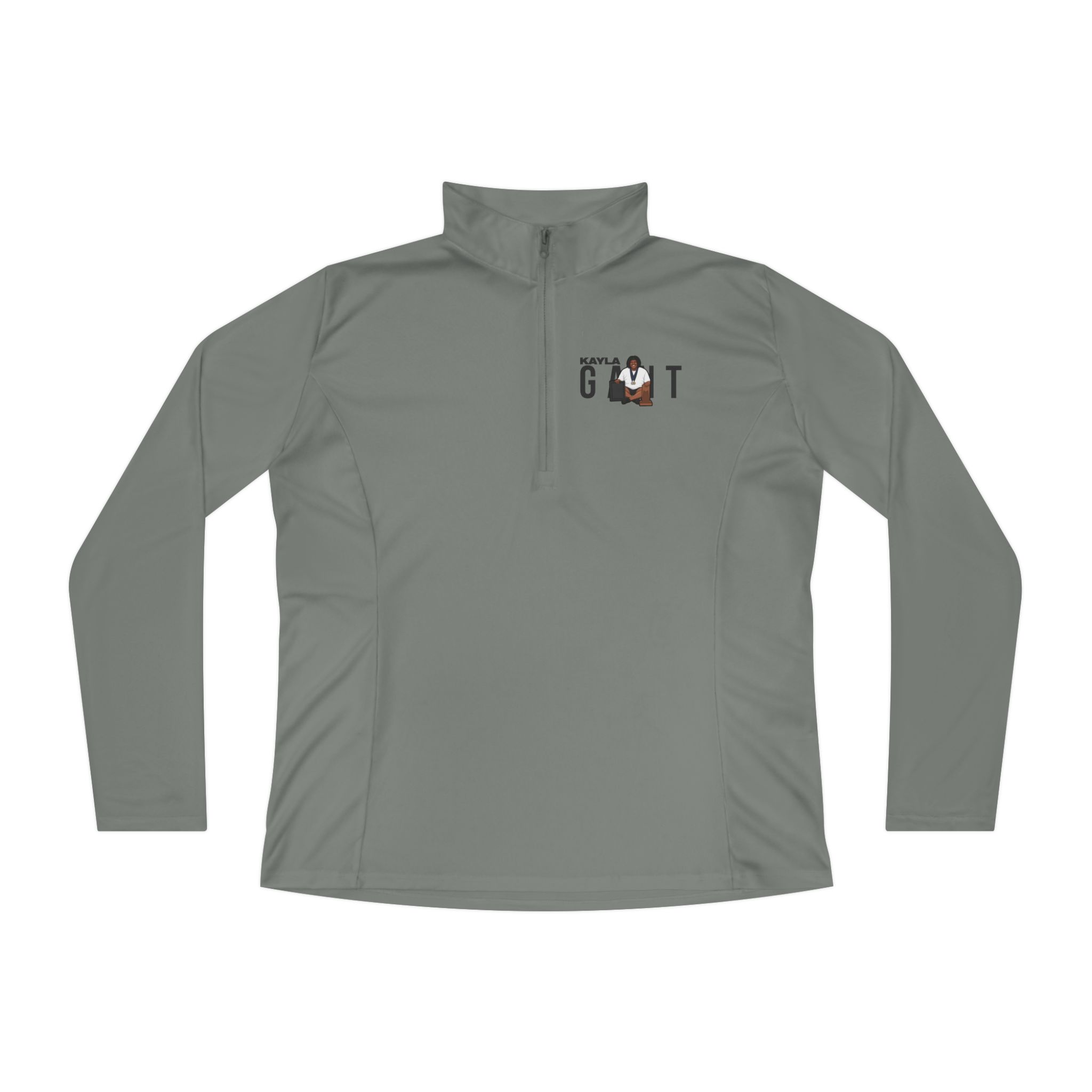 Women's Q-Zip Pullover — character_player_name in Grey