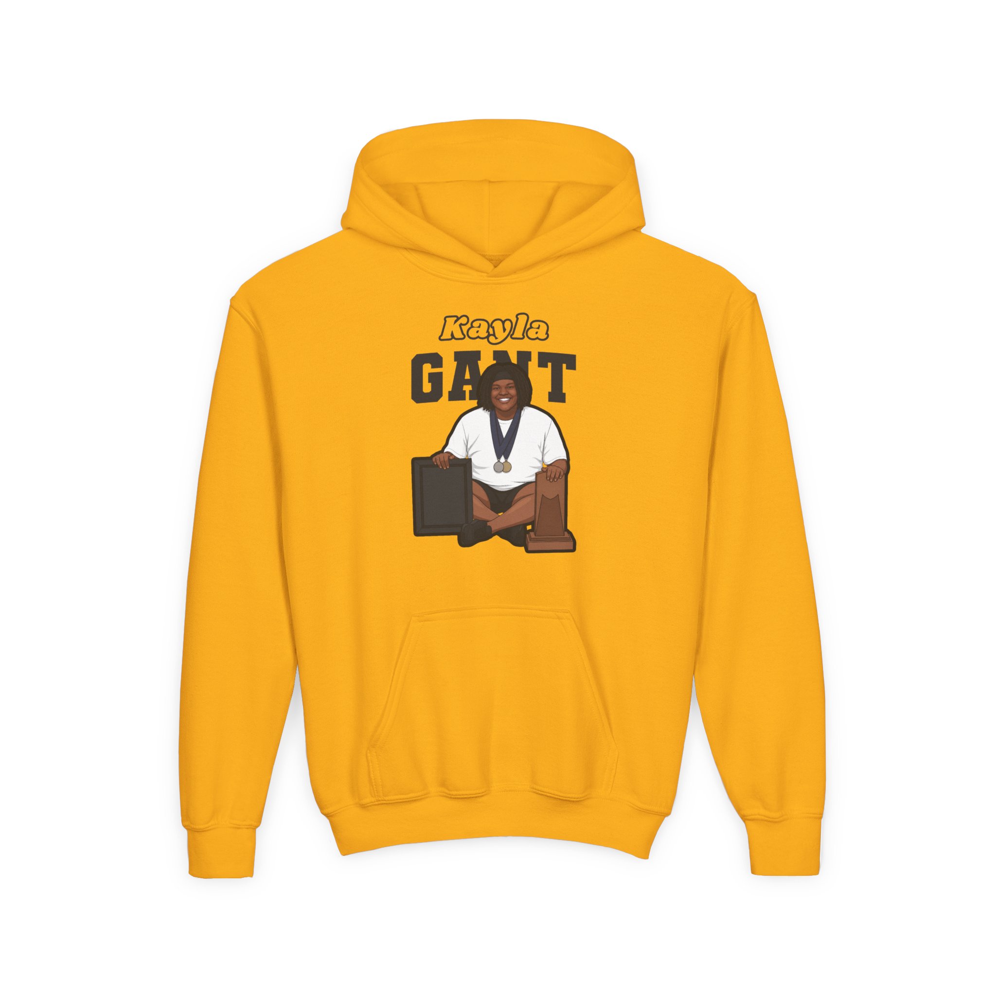 Youth Hoodie — character_name_arch in Gold
