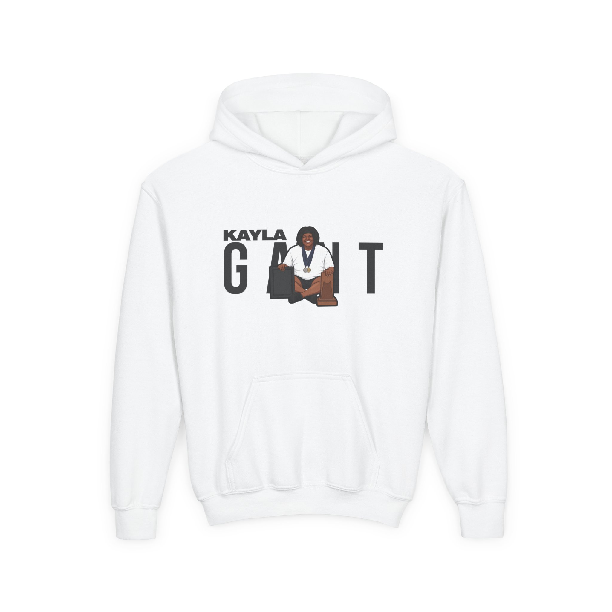 Youth Hoodie — character_player_name in White