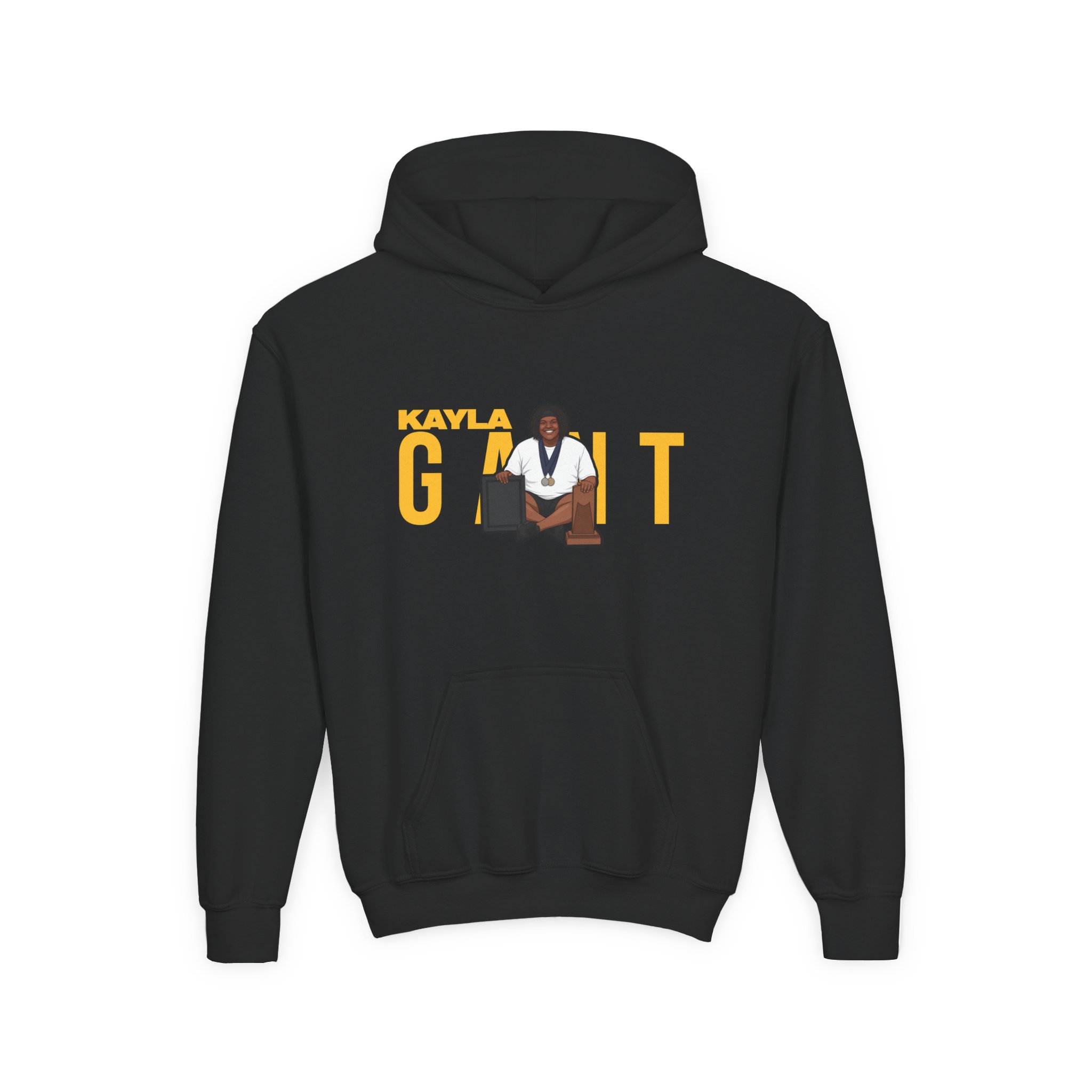 Youth Hoodie — character_player_name in Black