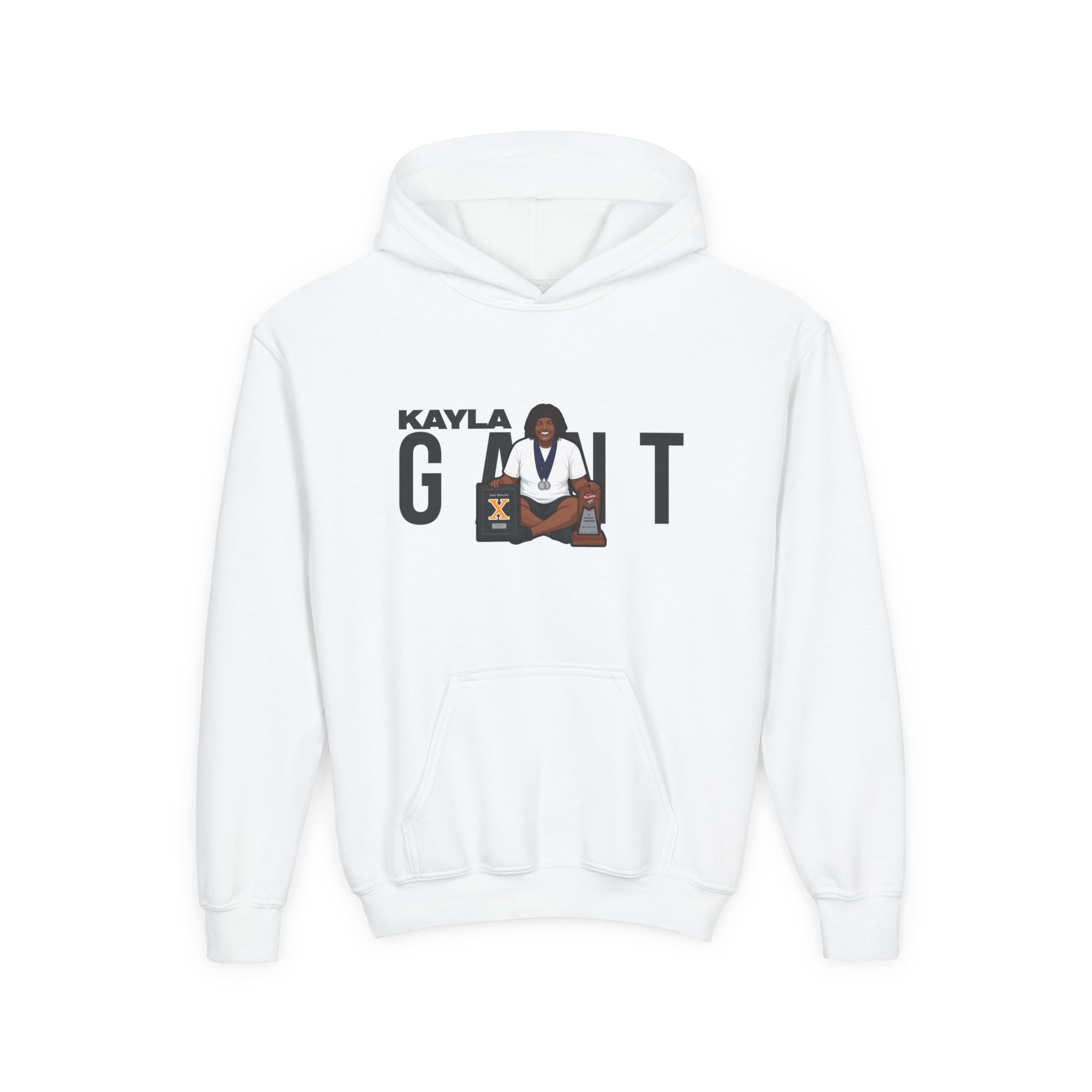 Youth Hoodie — character_player_name in White
