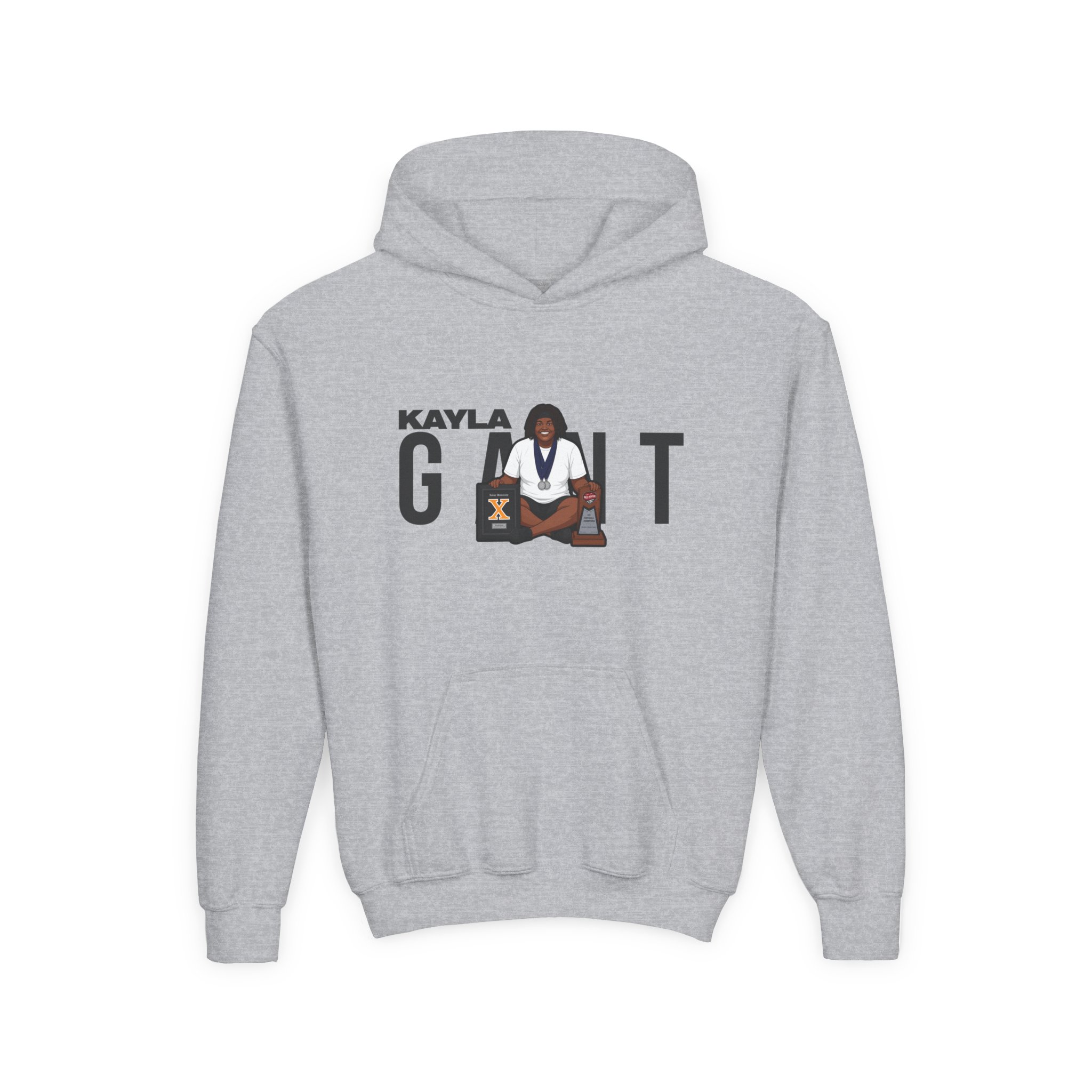 Youth Hoodie — character_player_name in Grey