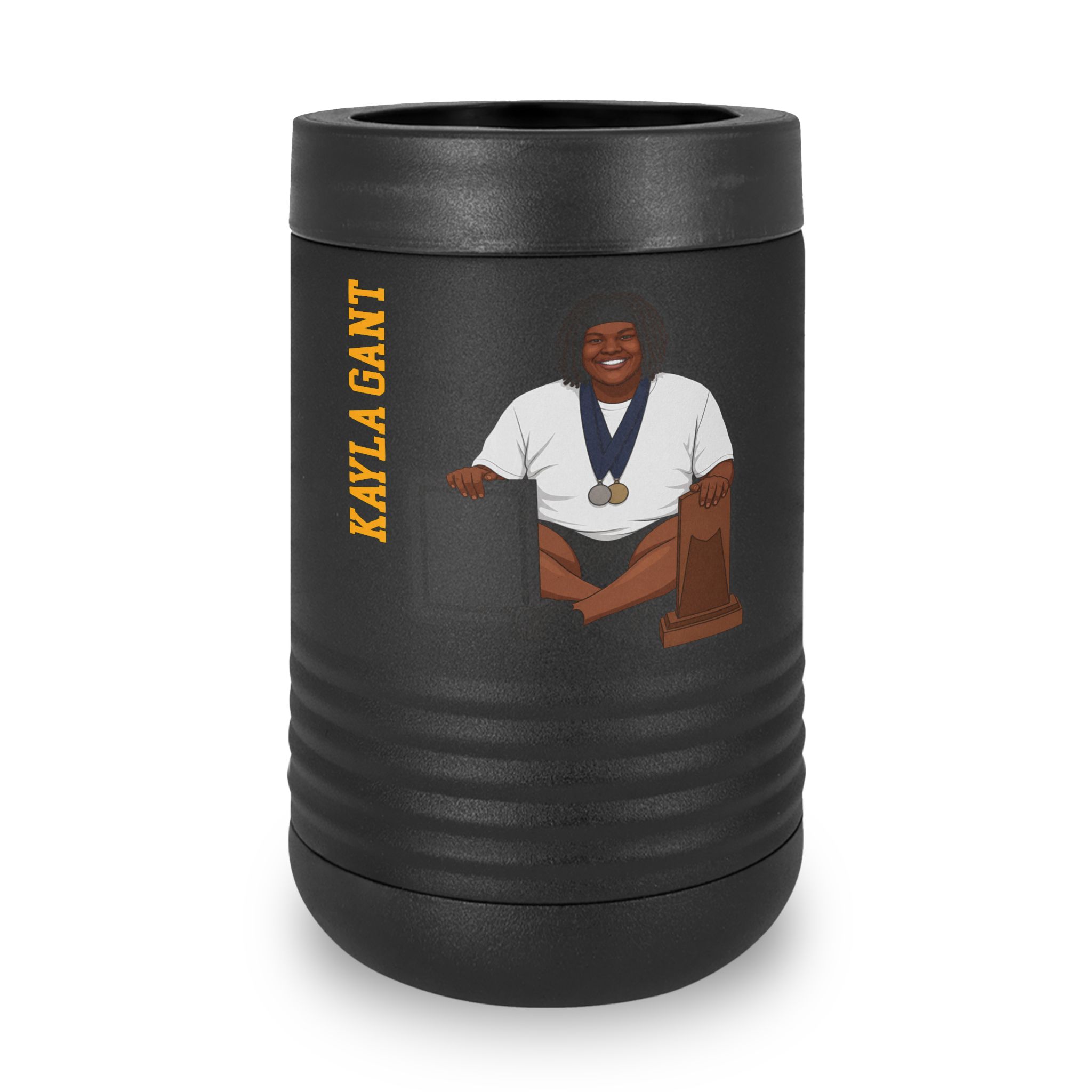 Stainless Can Cooler — character_name_vertical in Black